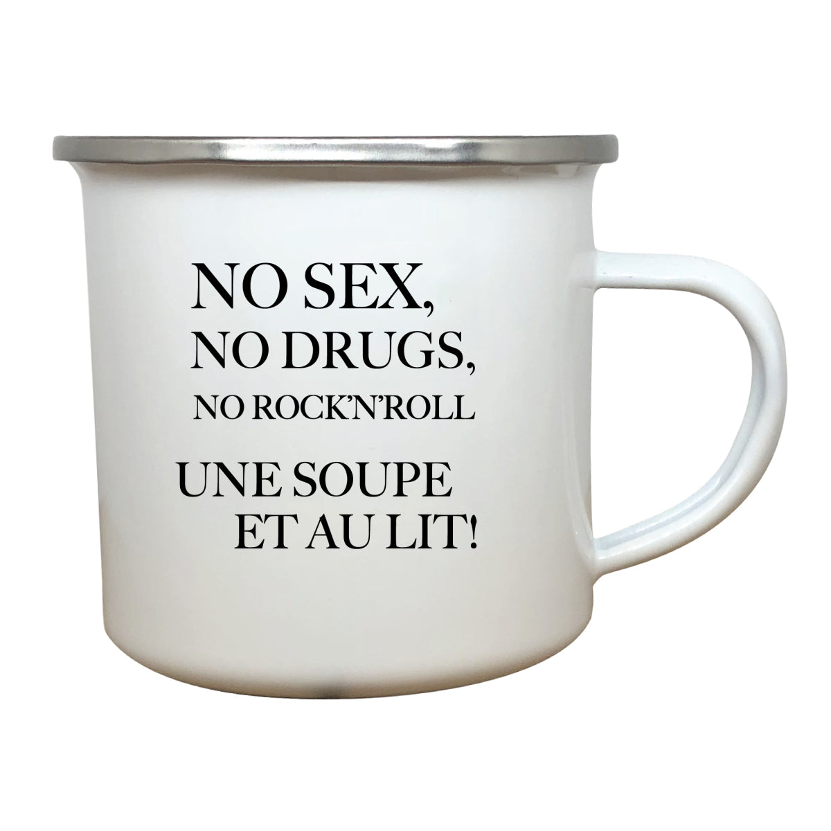 Mug tasse à café et a thé émail No-sex-no-drugs