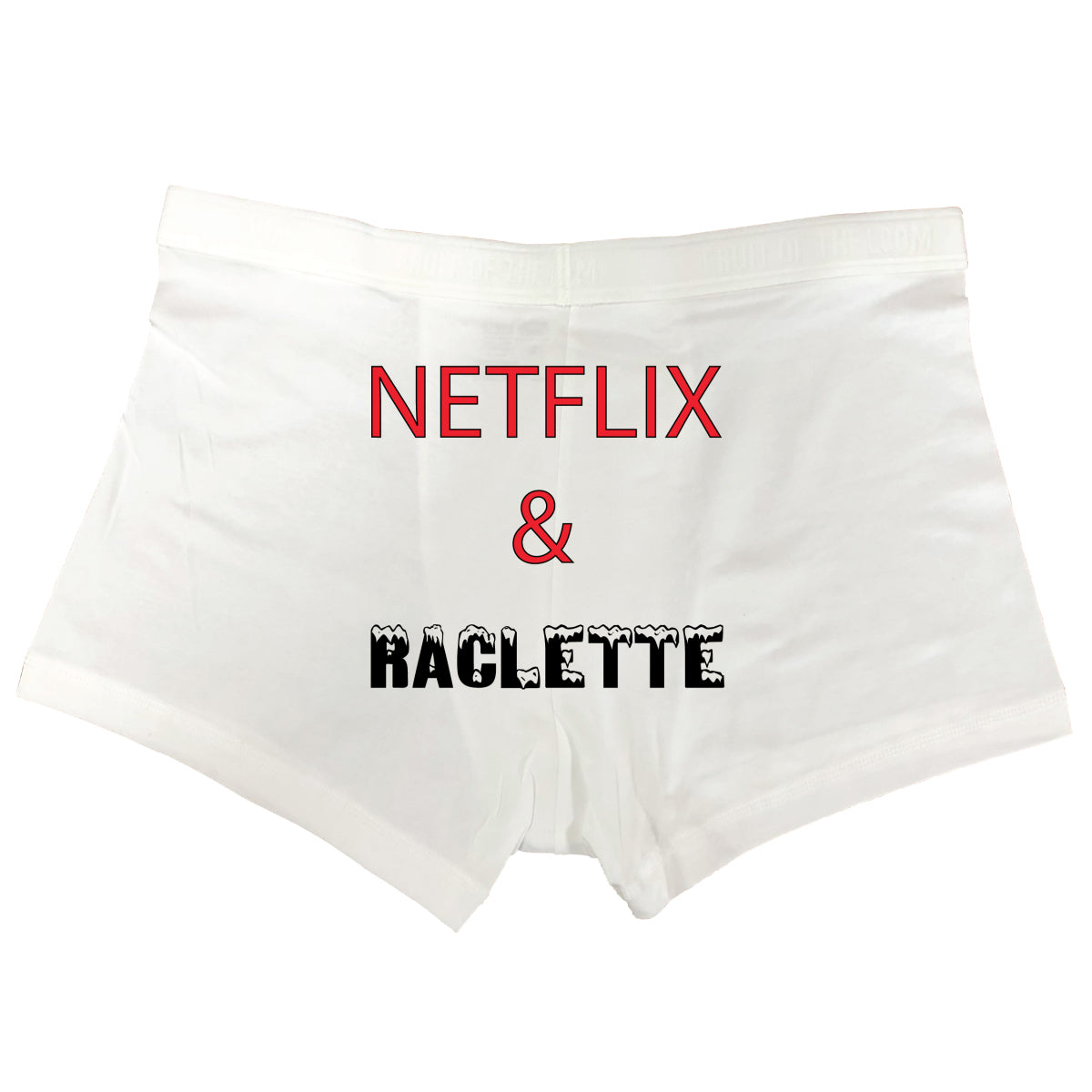 boxer NetflixandRaclette blanc personnalisé.