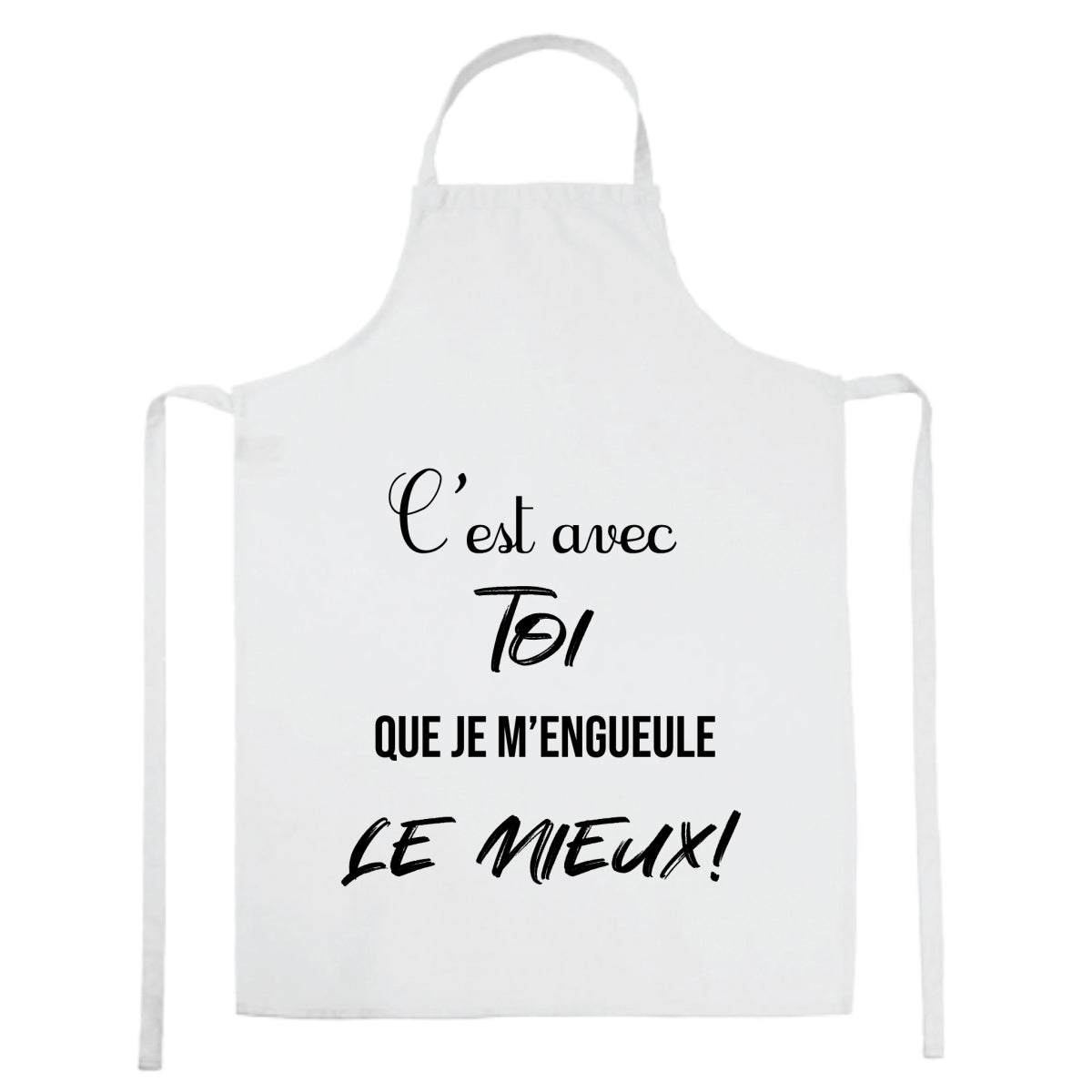 tablier de cuisine Je-suis-un-mec-genial-mais-en-couple blanc