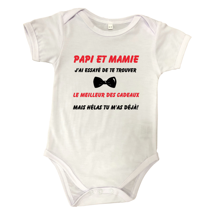 Body personnalise manches courtes Papi et mamie