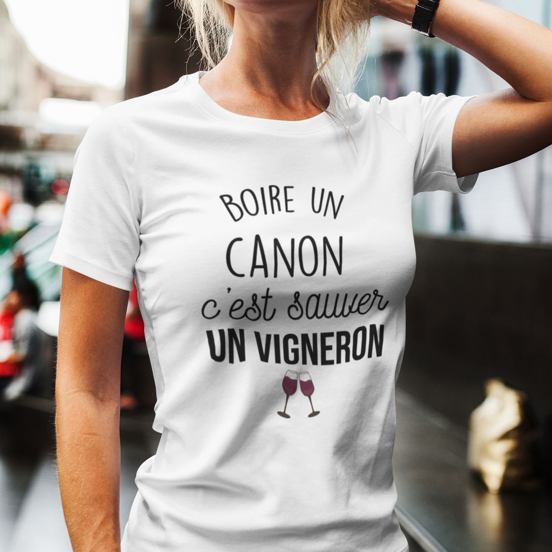 T-shirt femme Boire un canon c'est sauver un vigneron - L'atelier Suisse