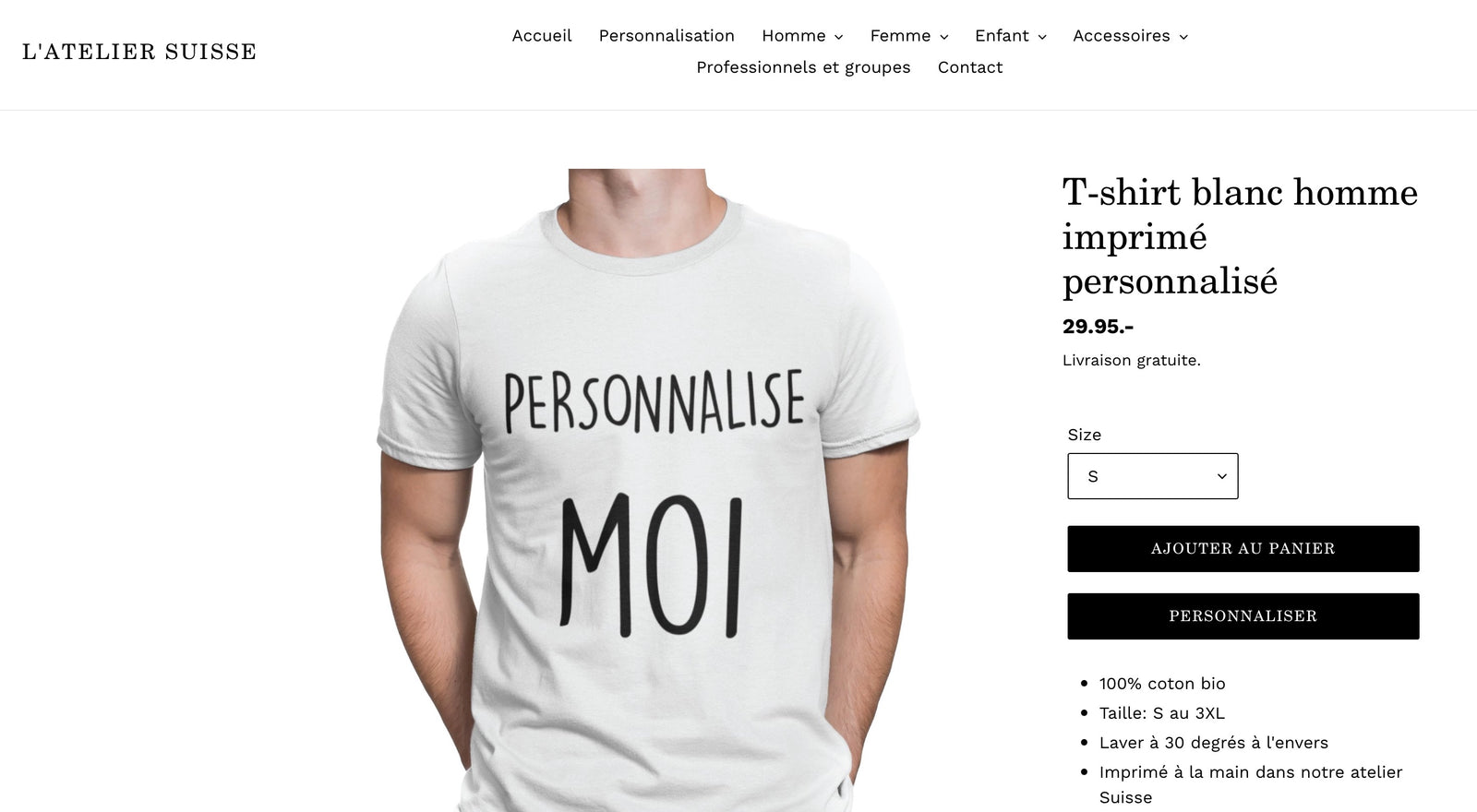 Comment personnaliser un produit sur le site de l'Atelier Suisse