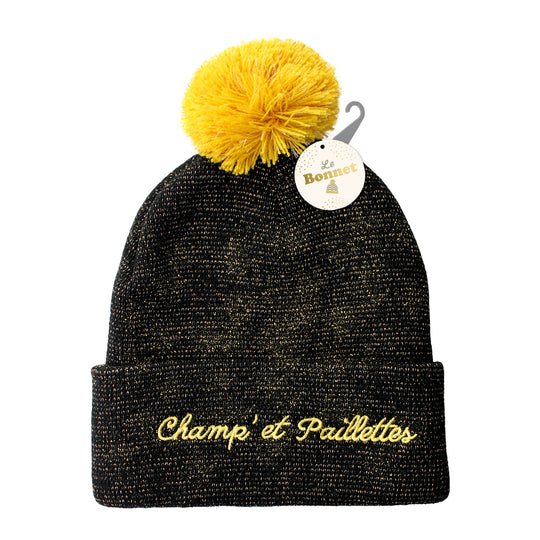 Bonnet à paillettes et pompon: Champ' et paillettes