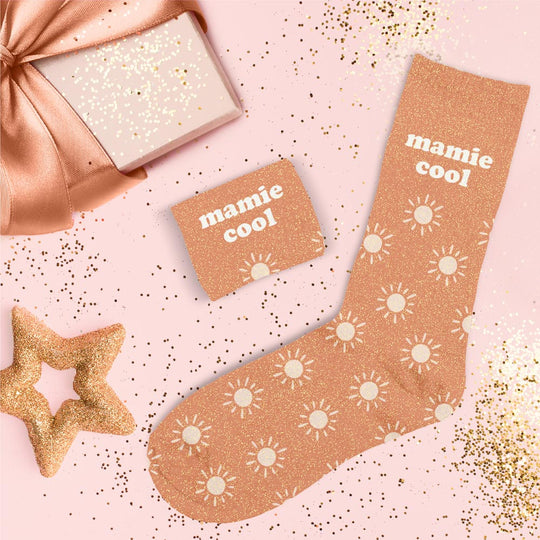 Chaussettes à paillettes humoristiques: Mamie cool