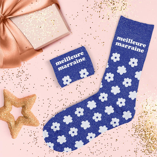 Chaussettes à paillettes humoristiques: Meilleure marraine