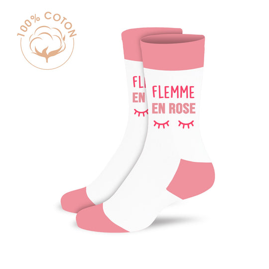 Chaussettes humoristiques: Flemme en rose