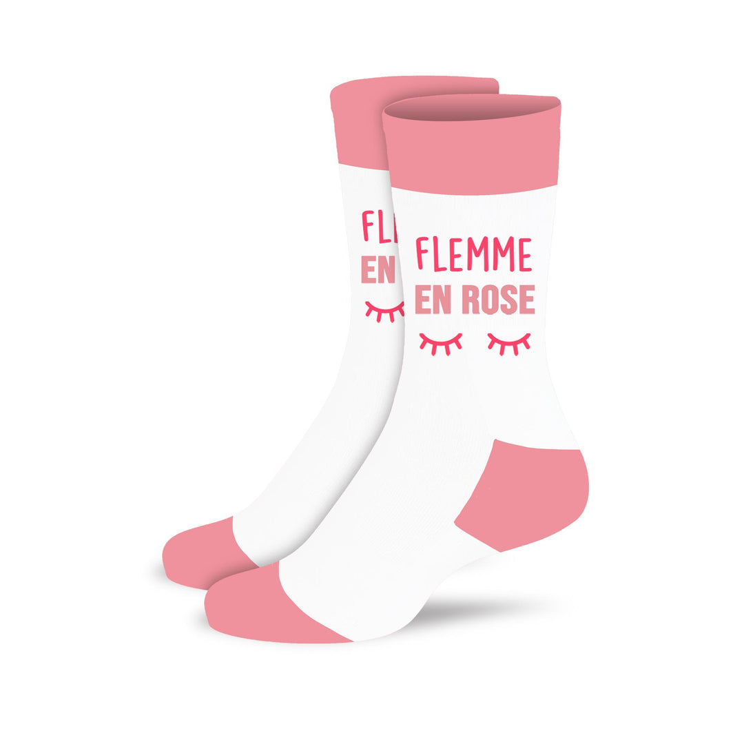 Chaussettes humoristiques: Flemme en rose