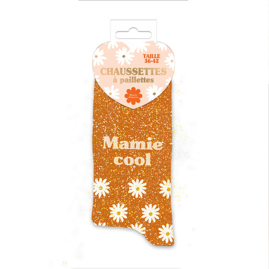 Chaussettes à paillettes humoristiques: Mamie cool