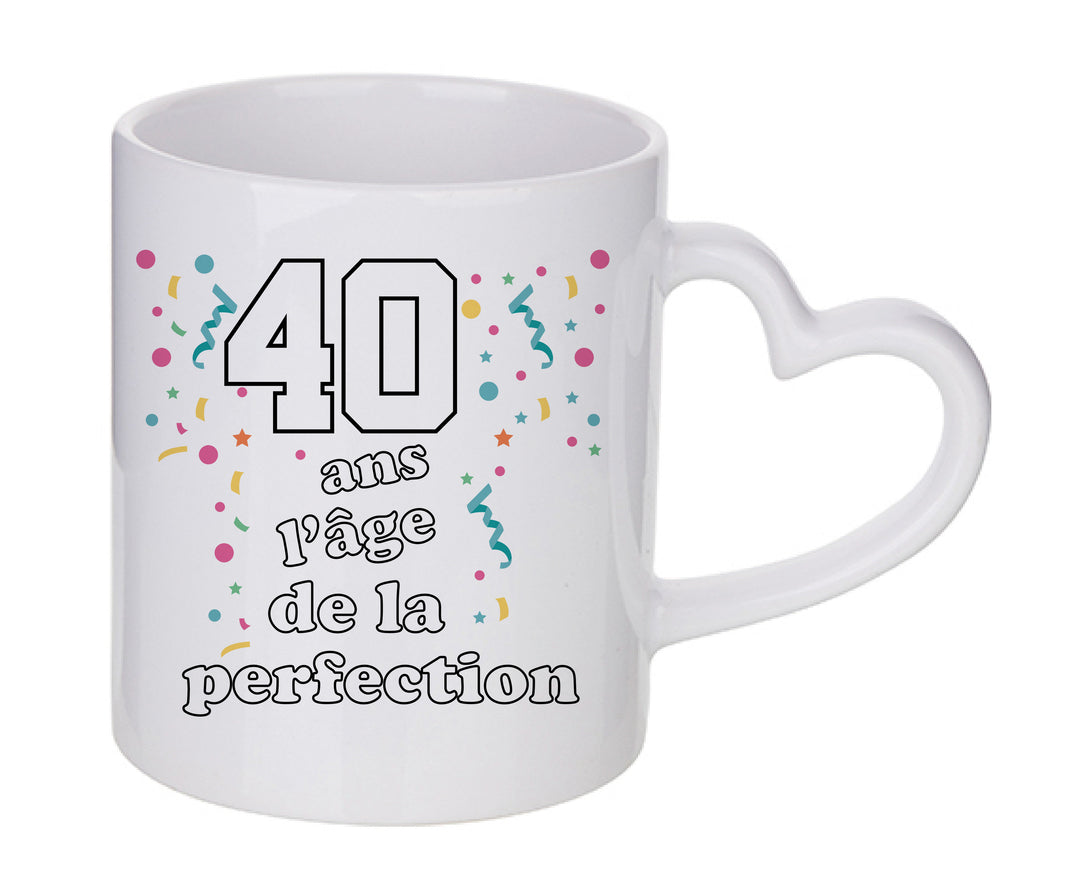 Mug coeur personnalisé 40 ans