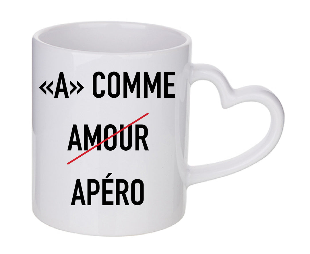 Mug coeur personnalisé A comme amour