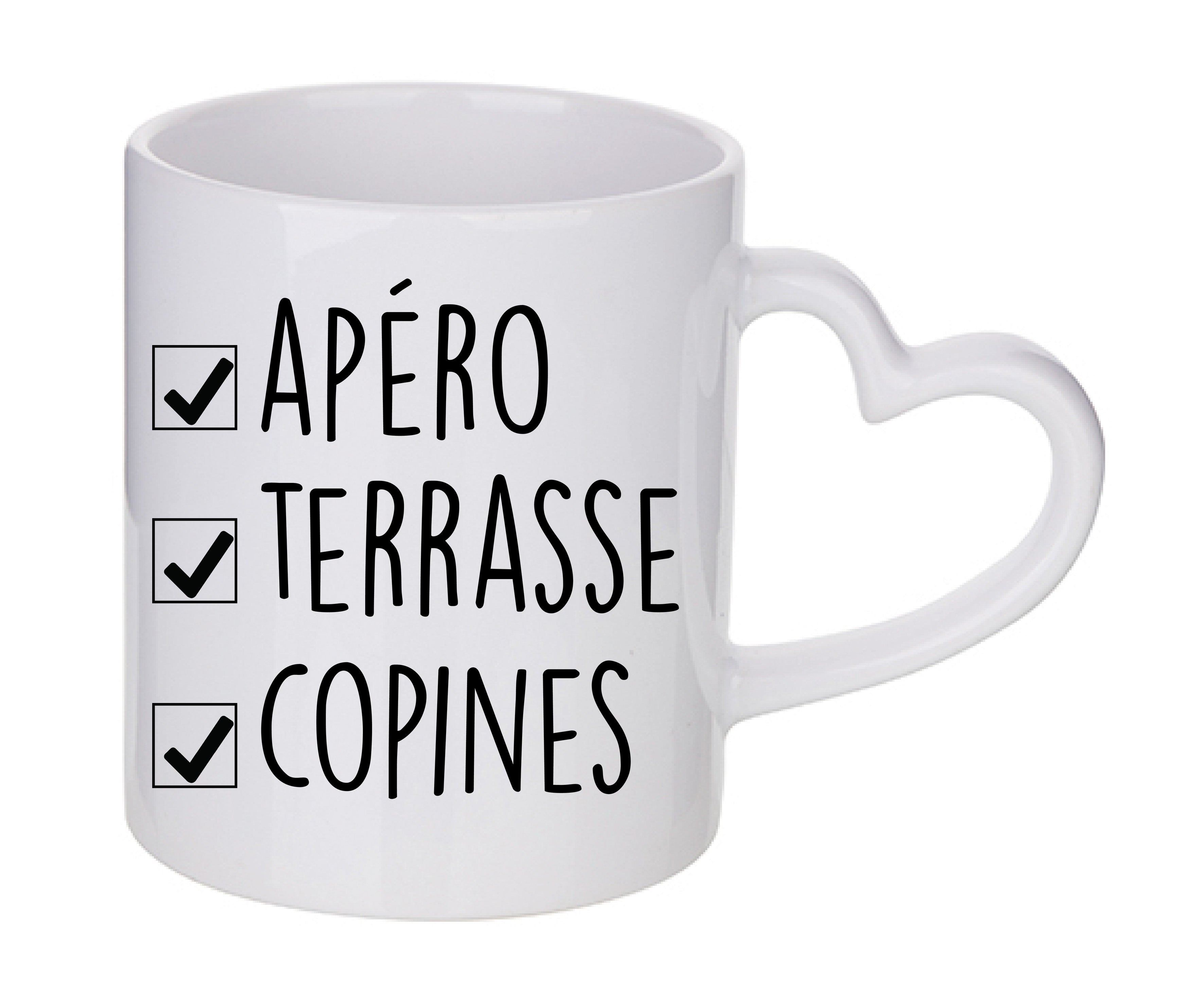 Mug coeur personnalisé Apéro terrasse copines