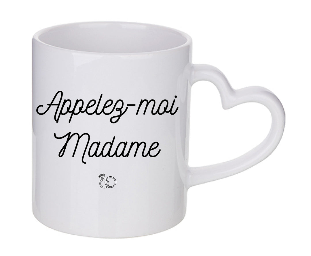 Mug coeur personnalisé Appelez-moi Madame