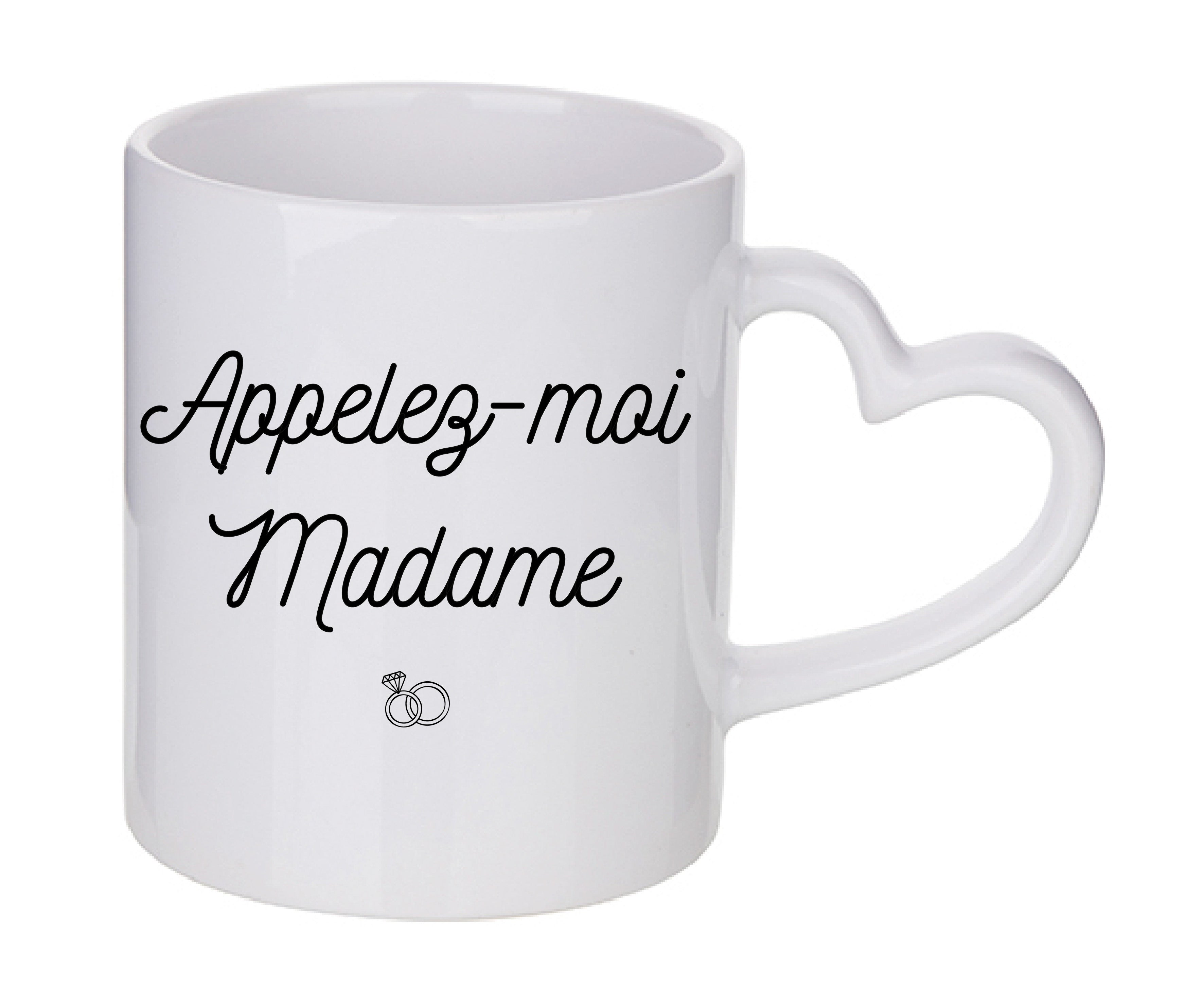 Mug coeur personnalisé Appelez-moi Madame