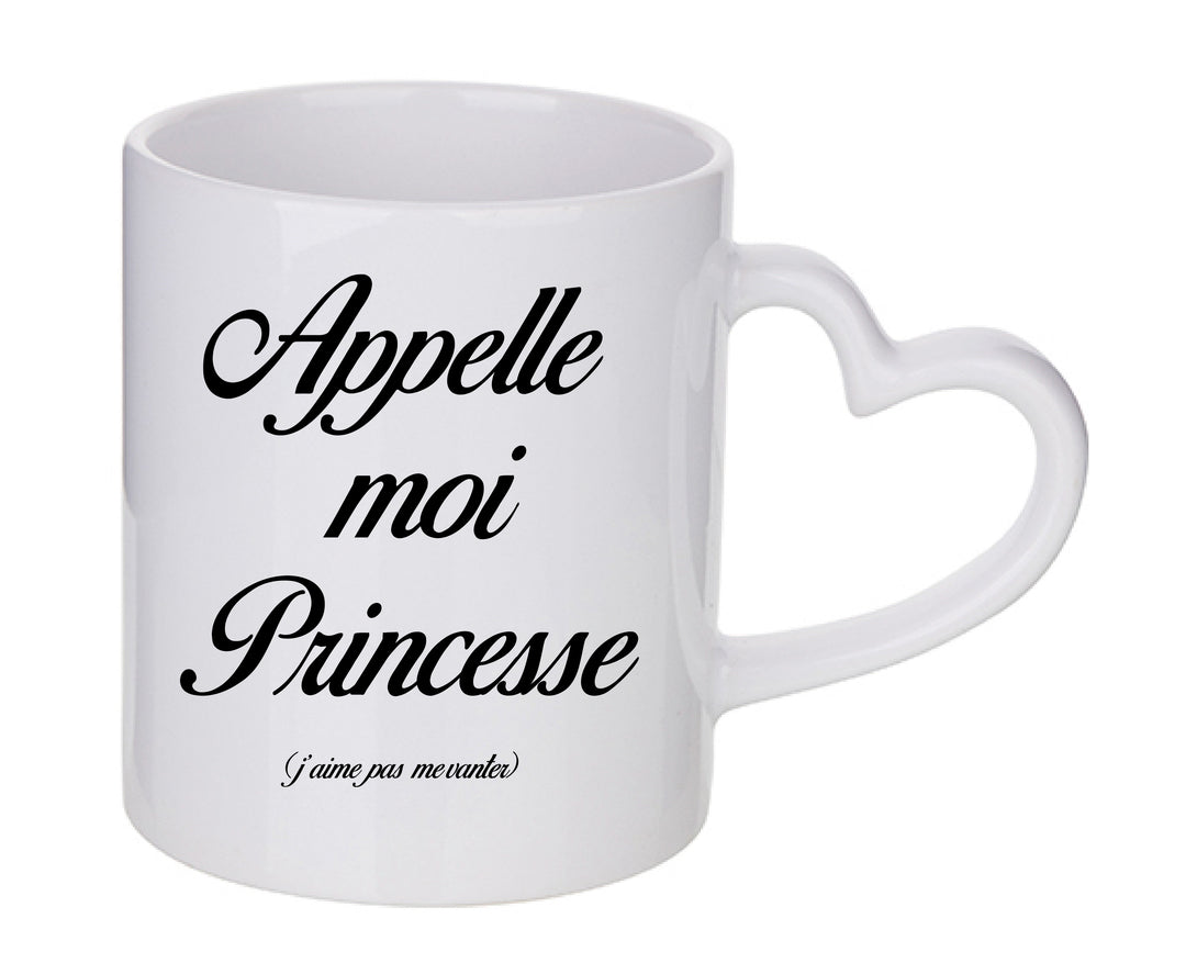 Mug coeur personnalisé Appelle moi princesse