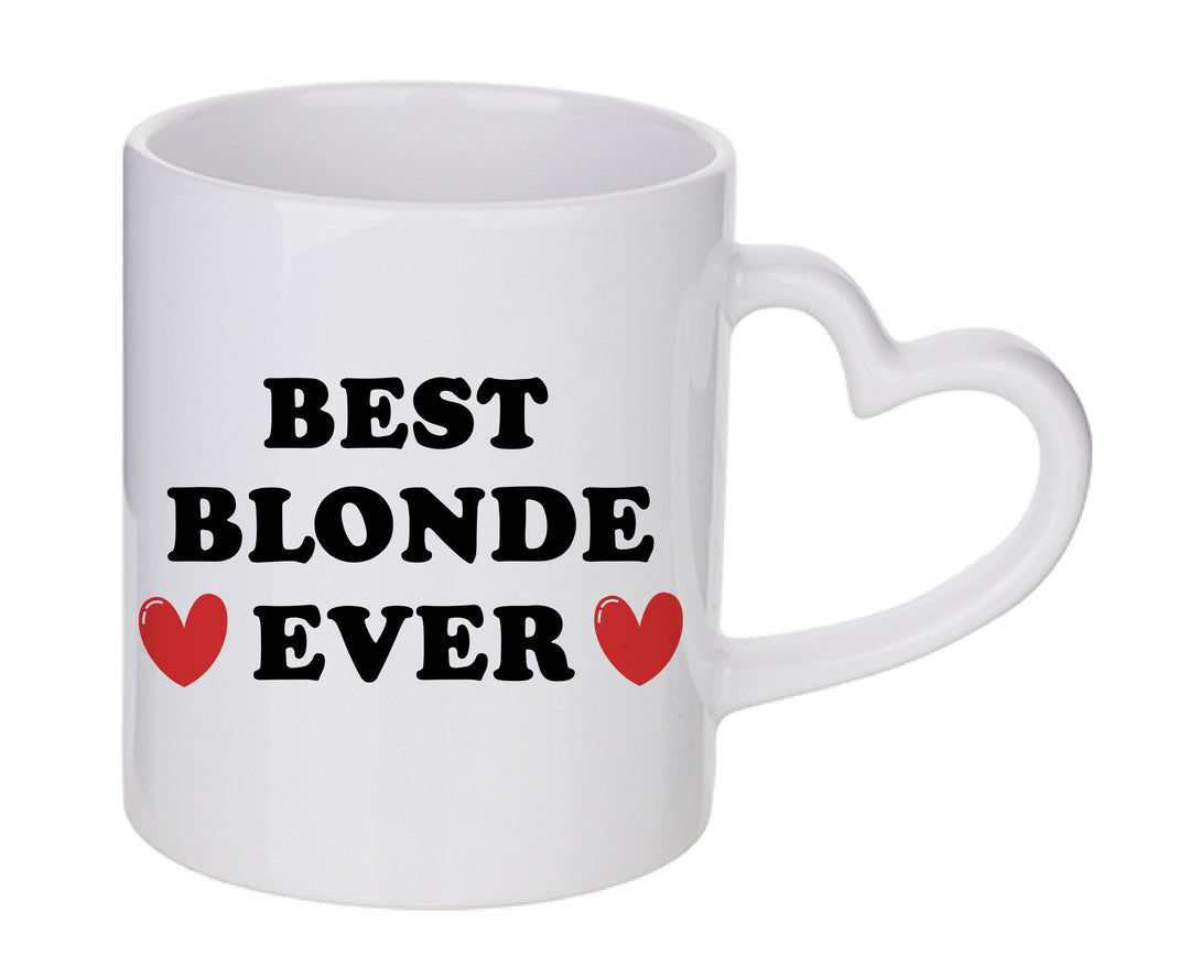 Mug coeur personnalisé Best blonde ever