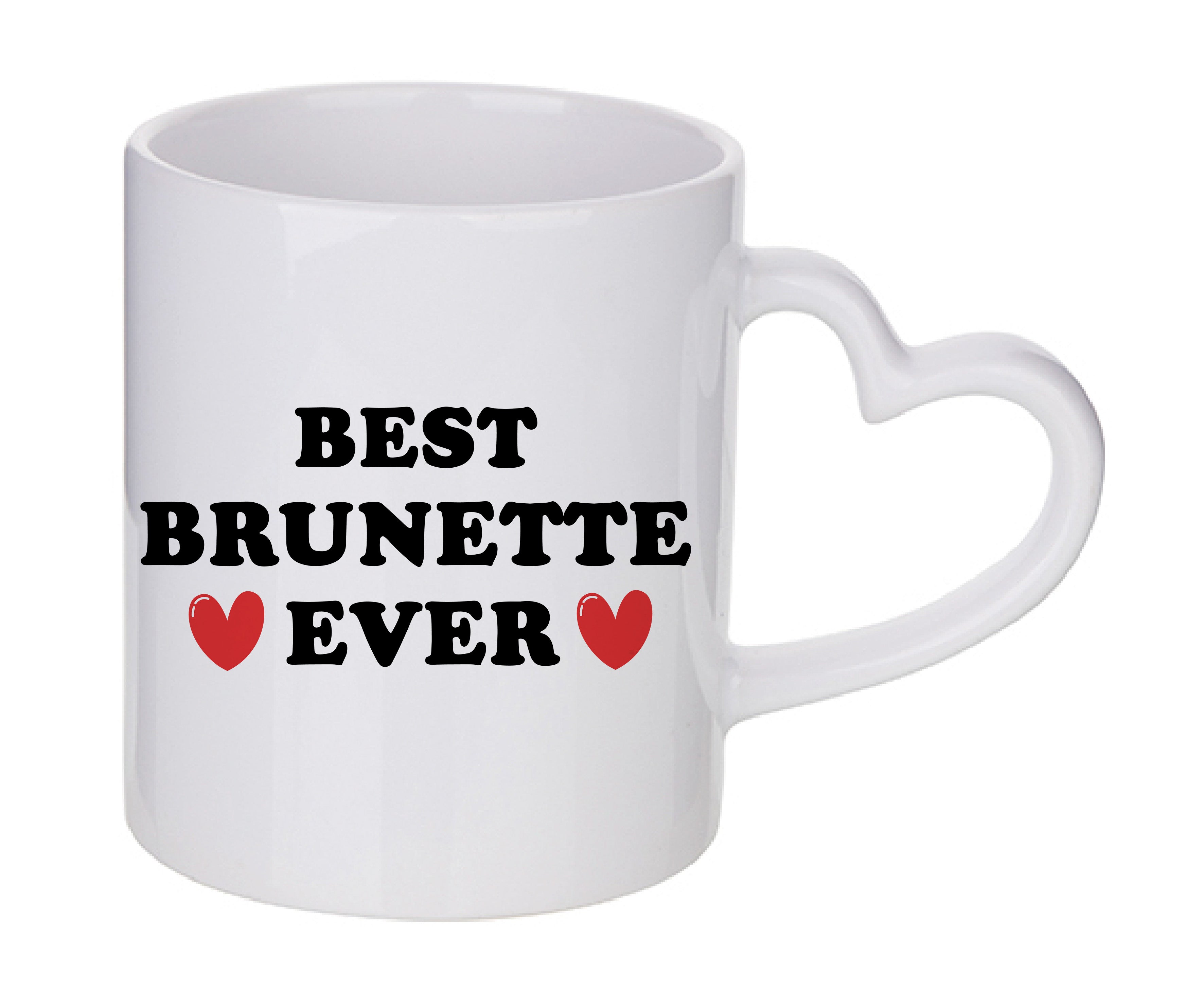 Mug coeur personnalisé Best brunette ever