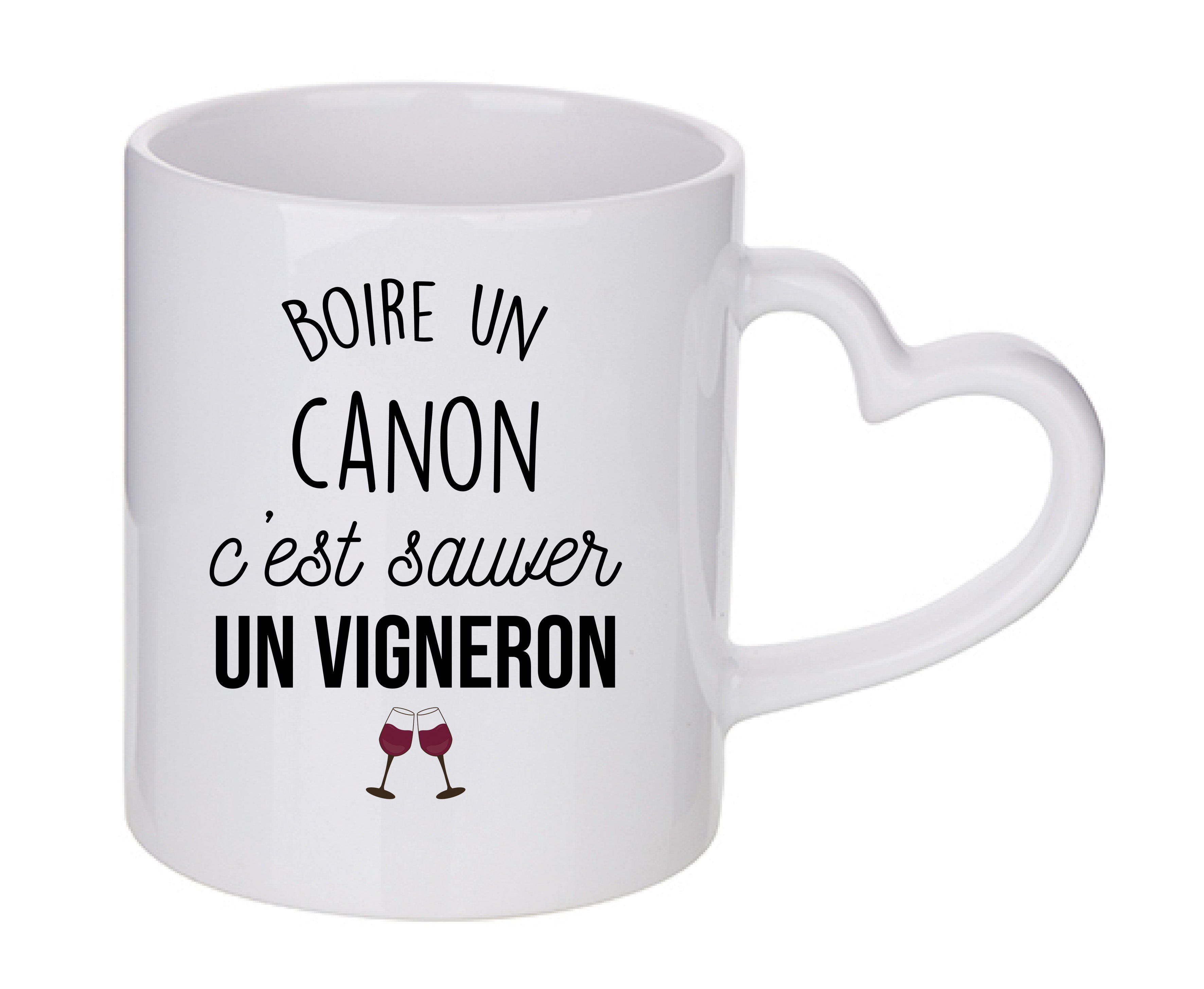 Mug coeur personnalisé Boire un canon c'est sauver un vigneron