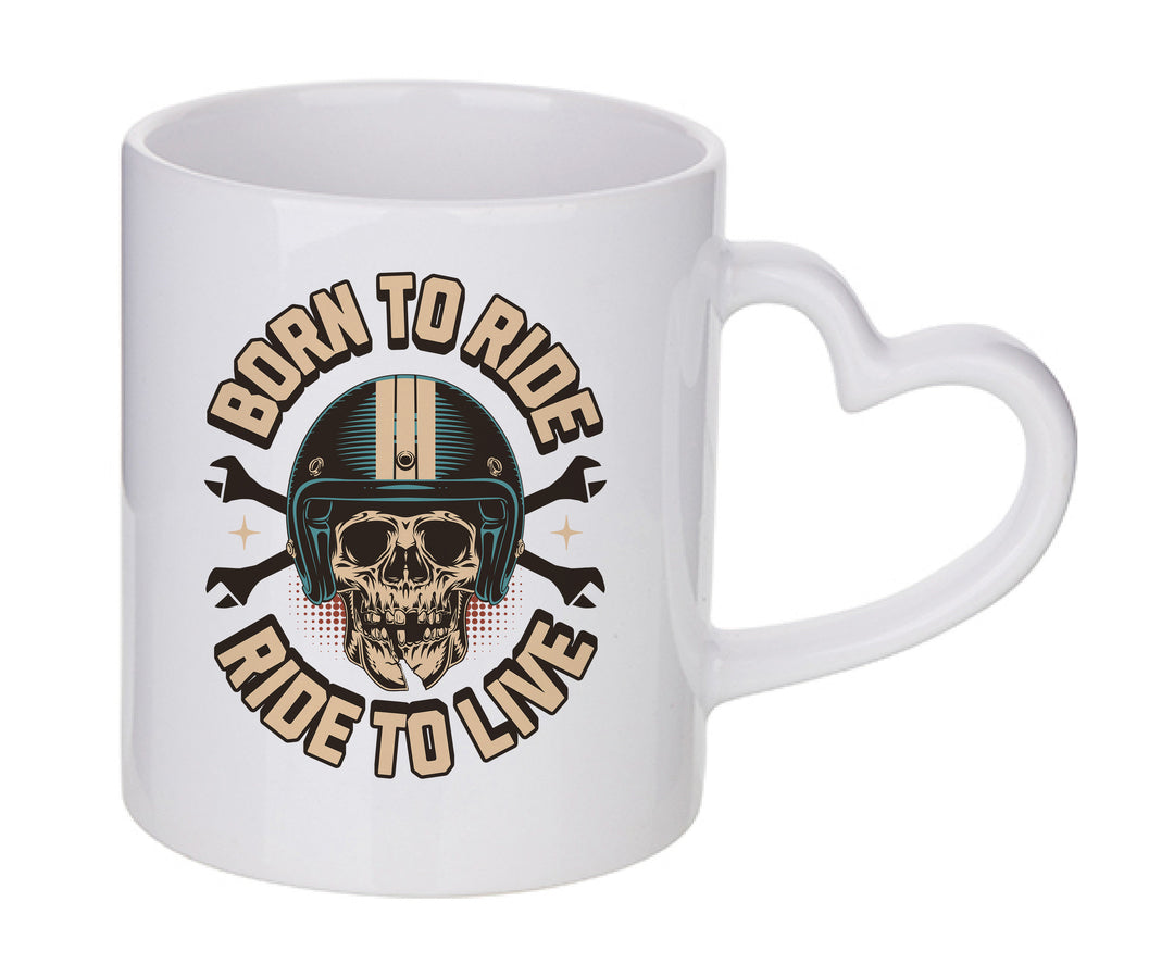 Mug coeur personnalisé Born to ride, ride to live