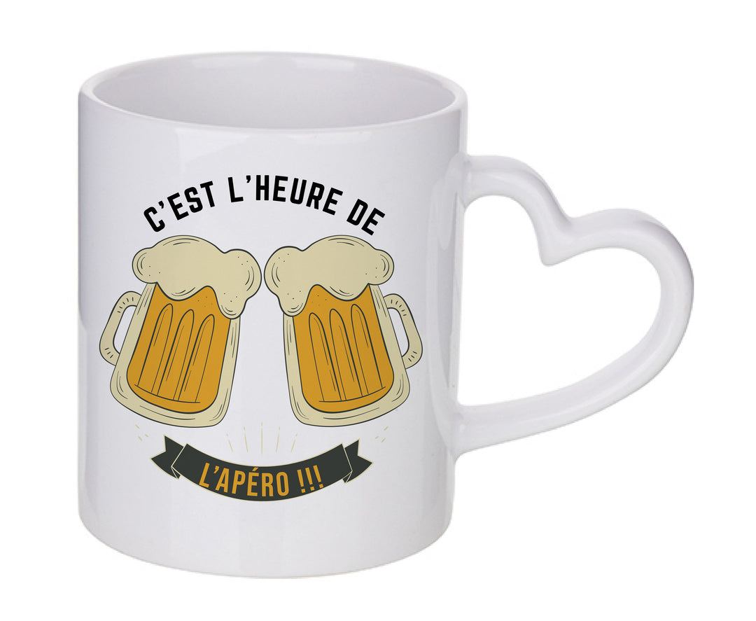 Mug coeur personnalisé C'est l'heure de l'apéro