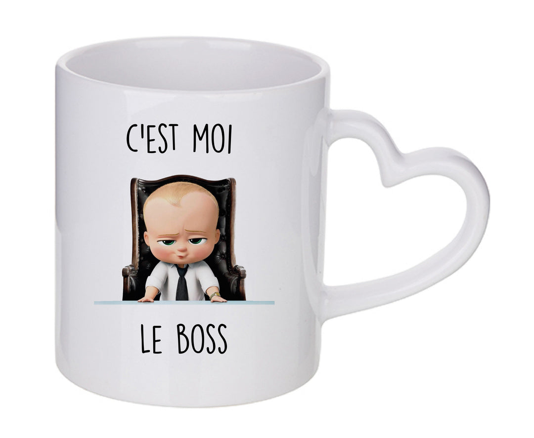 Mug coeur personnalisé C'est moi le boss
