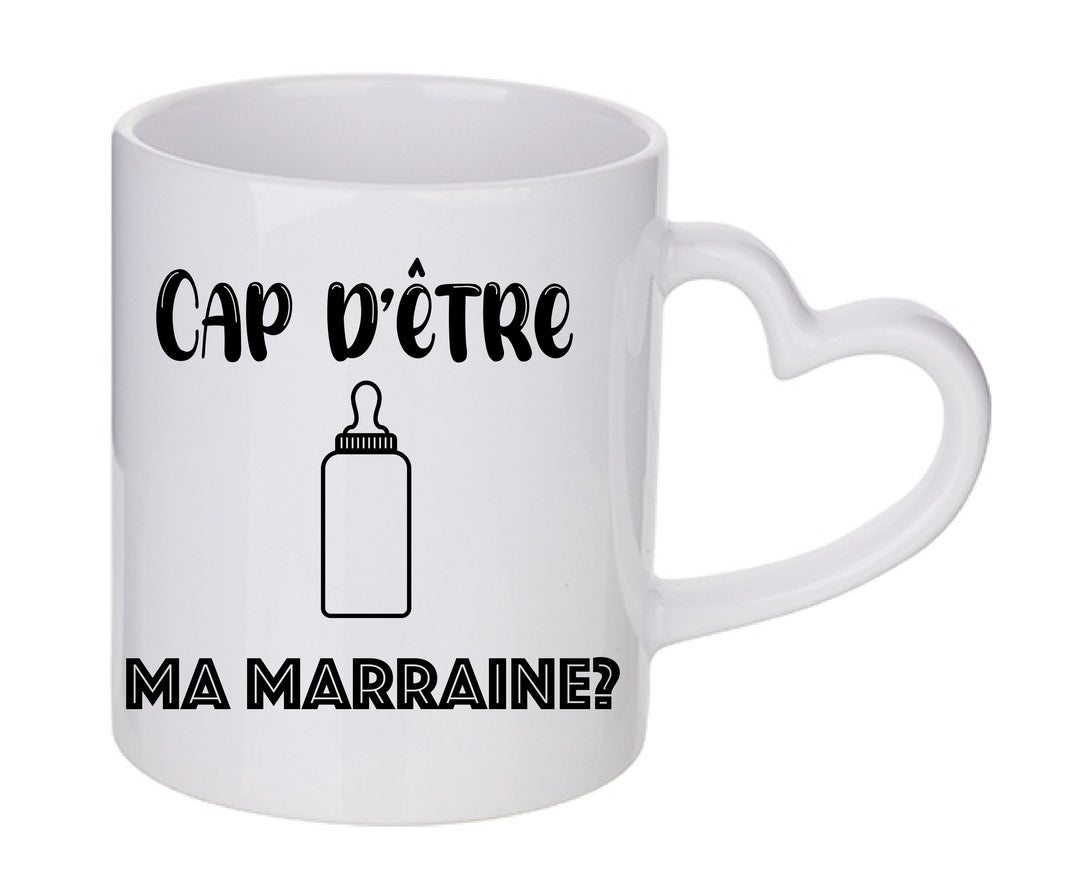 Mug coeur personnalisé Cap d'être ma marraine