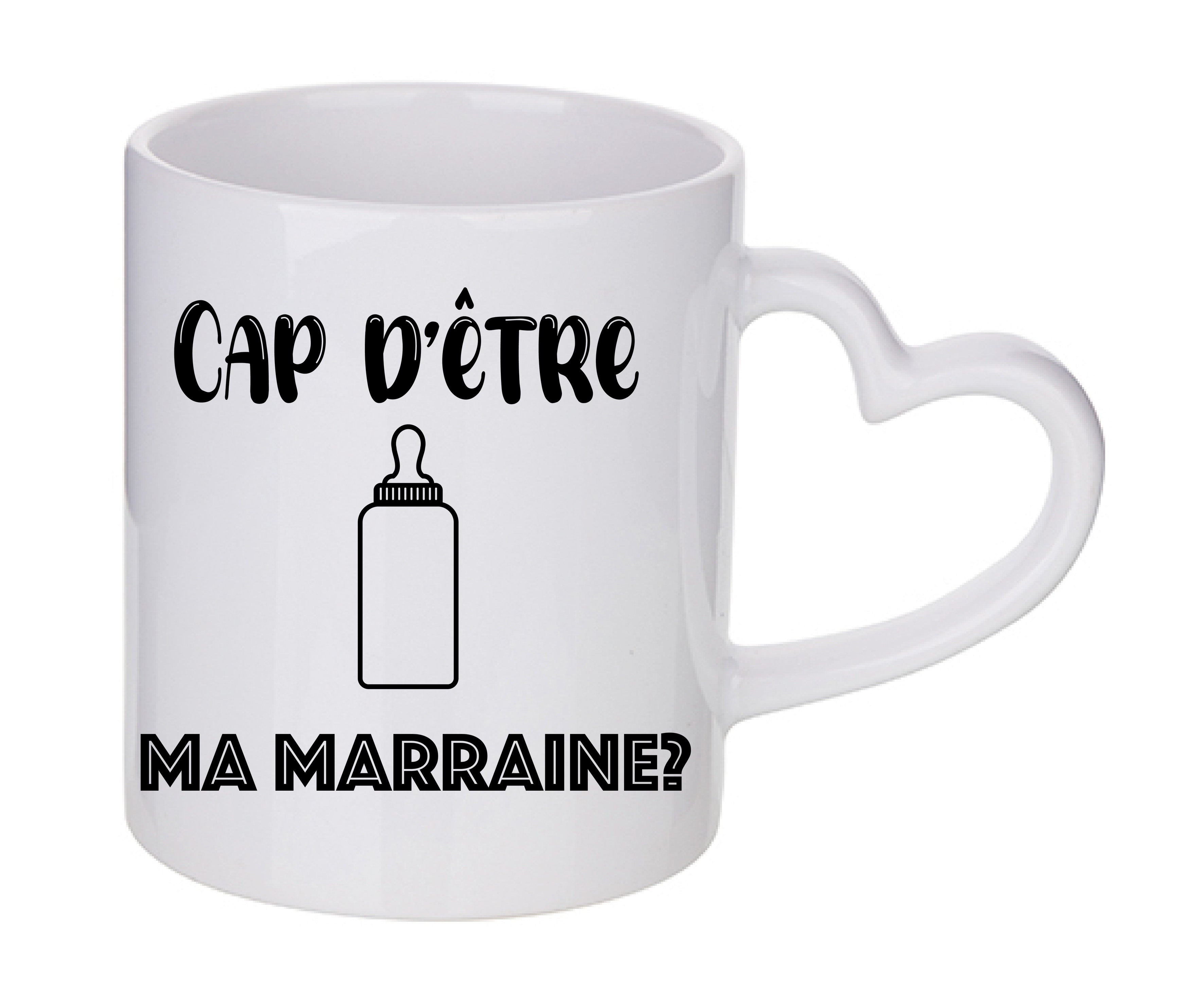 Mug coeur personnalisé Cap d'être ma marraine