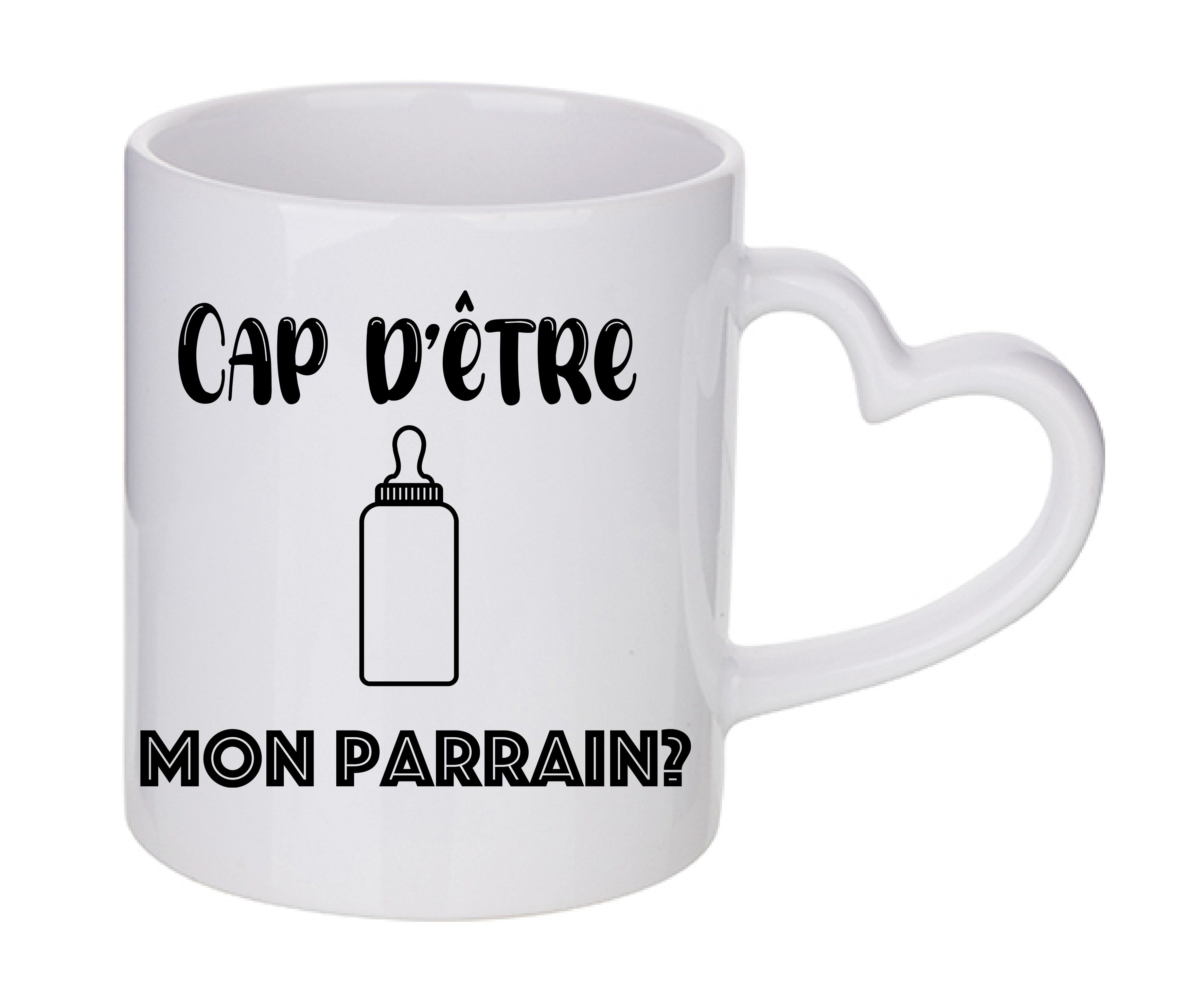 Mug coeur personnalisé Cap d'être mon parrain