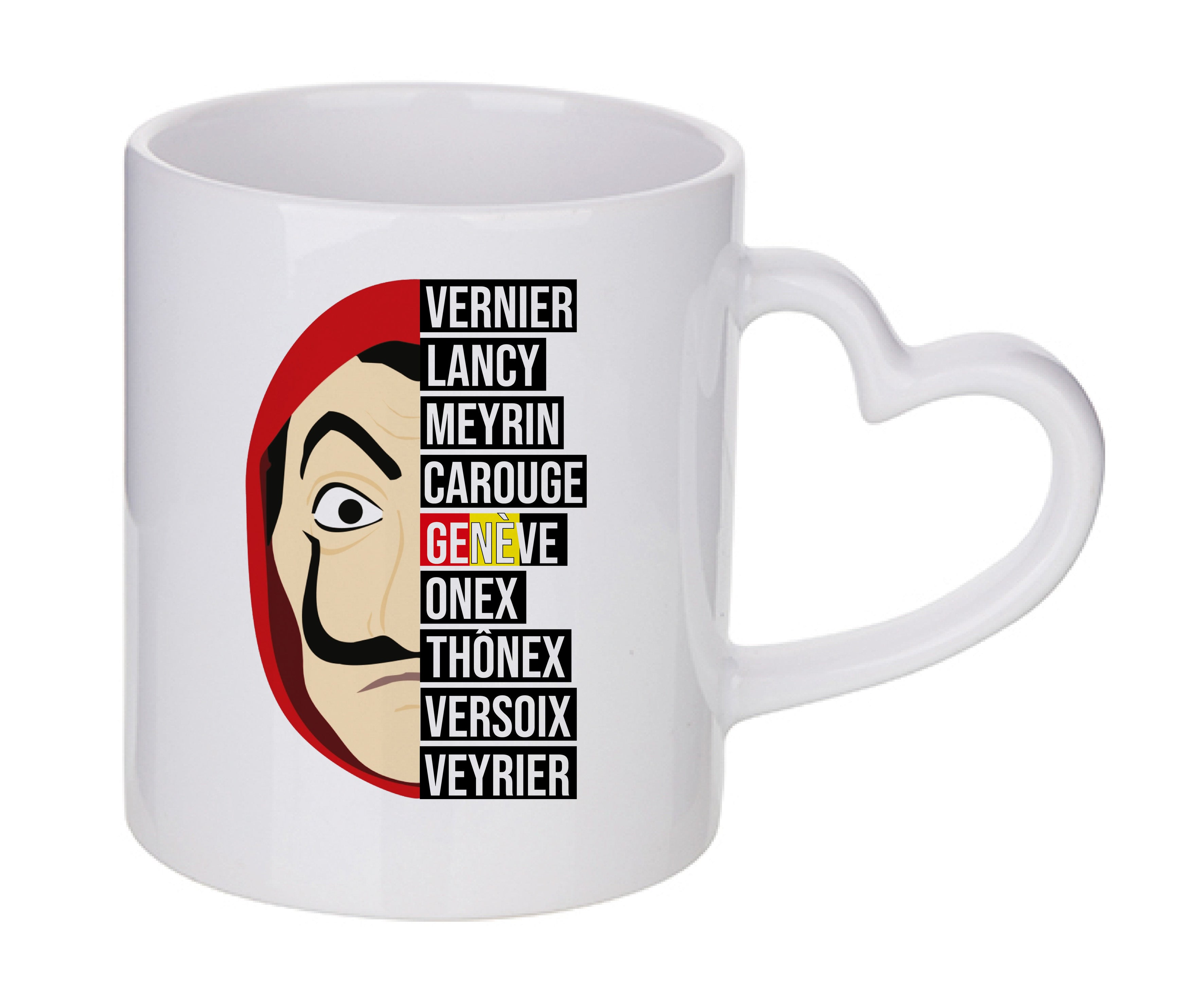 Mug coeur personnalisé Casa de Papel Geneve
