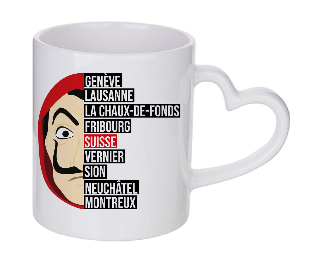 Mug coeur personnalisé Casa de Papel Suisse Romande