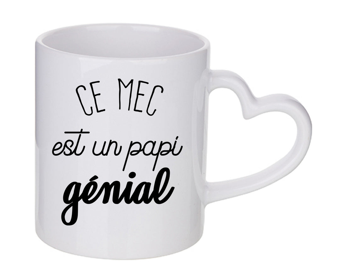 Mug coeur personnalisé Ce mec est un papi genial