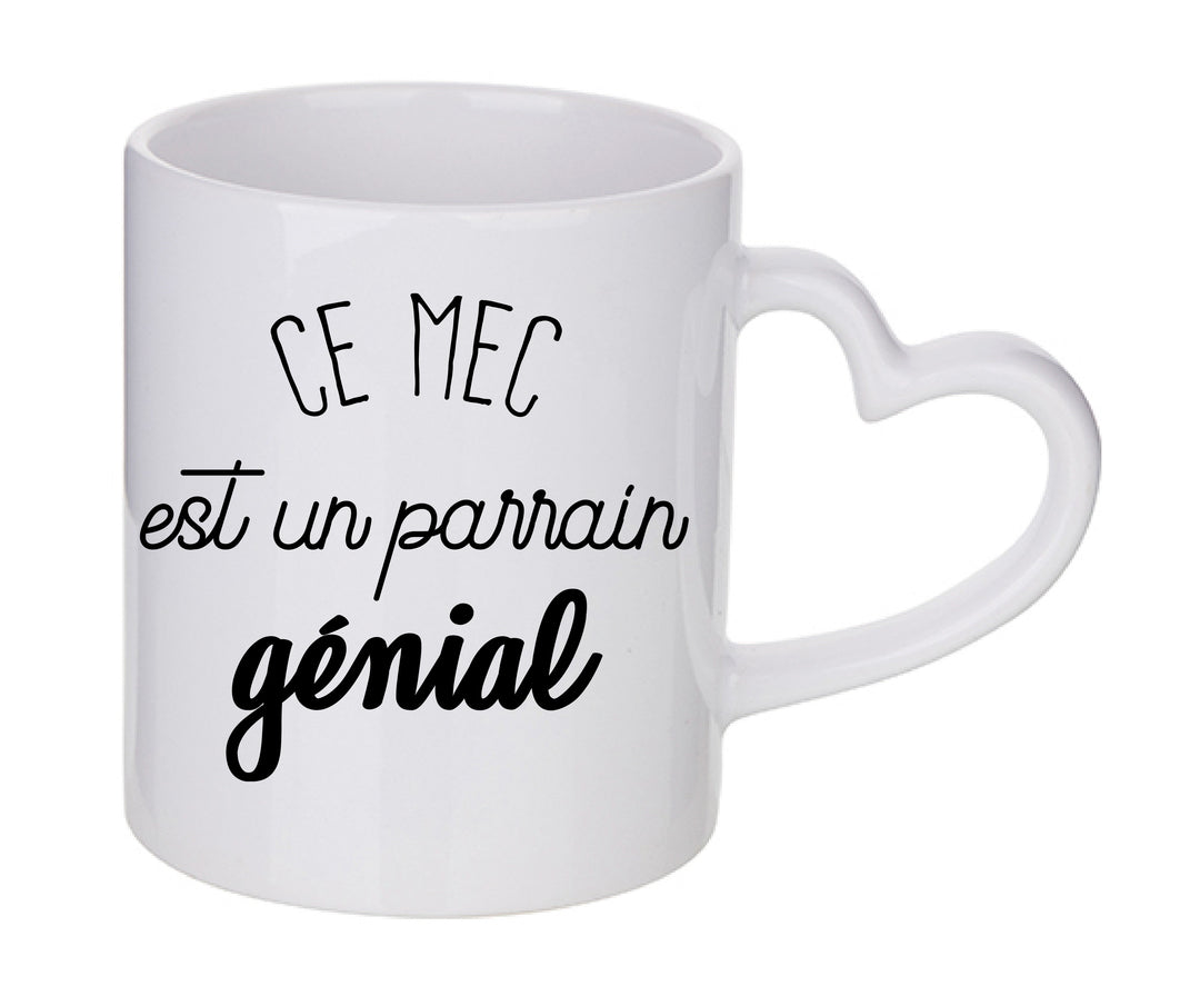 Mug coeur personnalisé Ce mec est un parrain genial