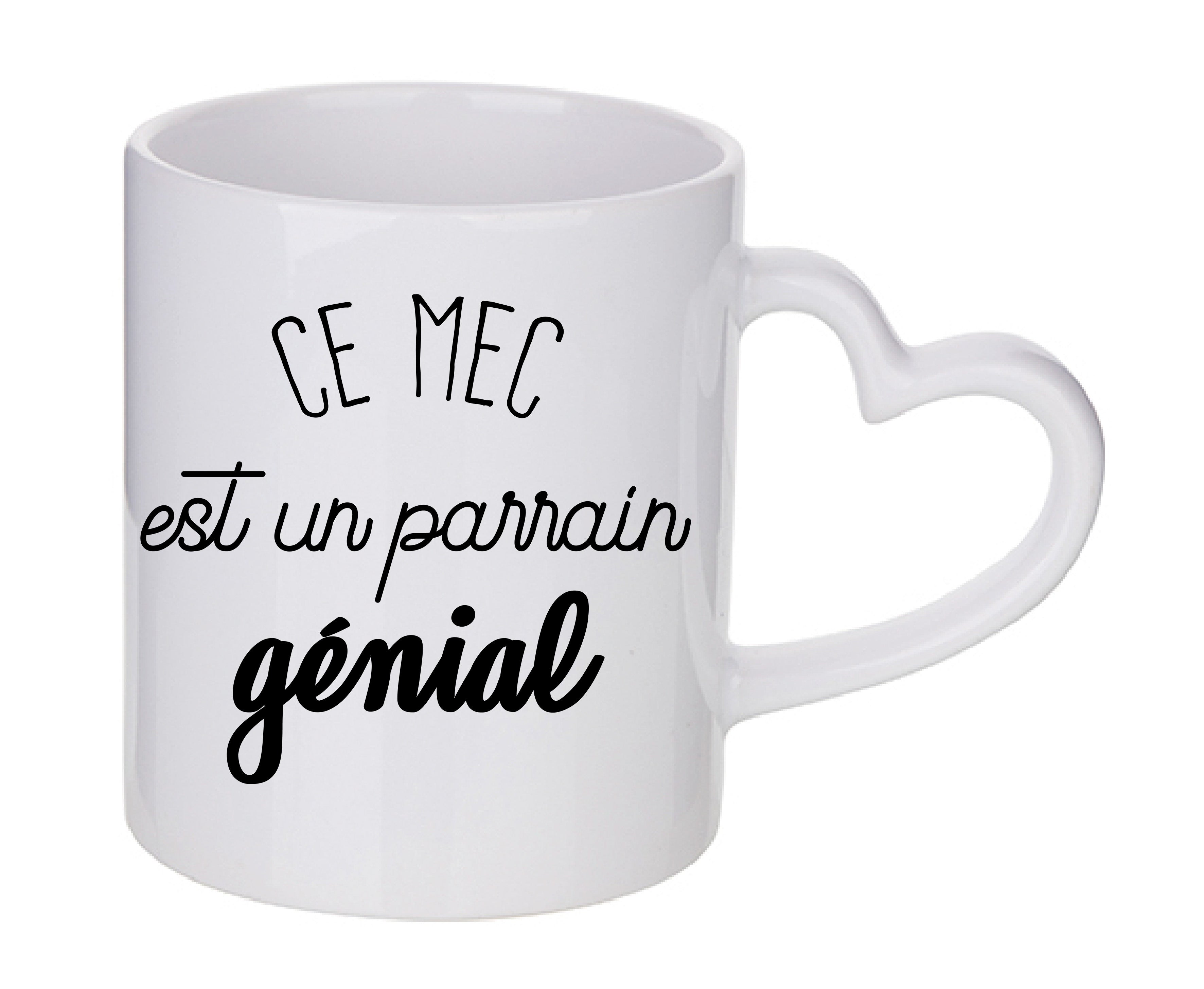 Mug coeur personnalisé Ce mec est un parrain genial
