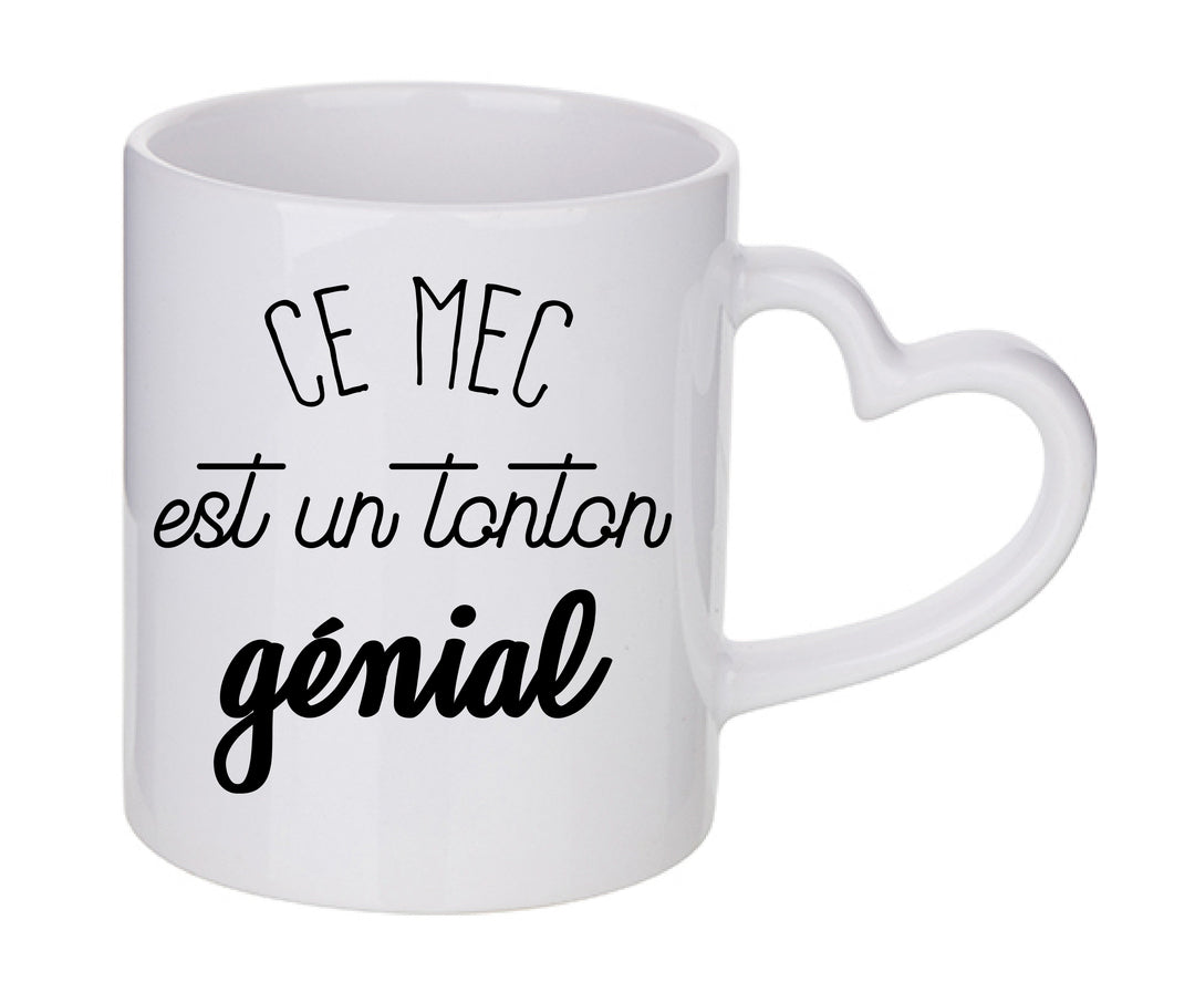 Mug coeur personnalisé Ce mec est un tonton genial