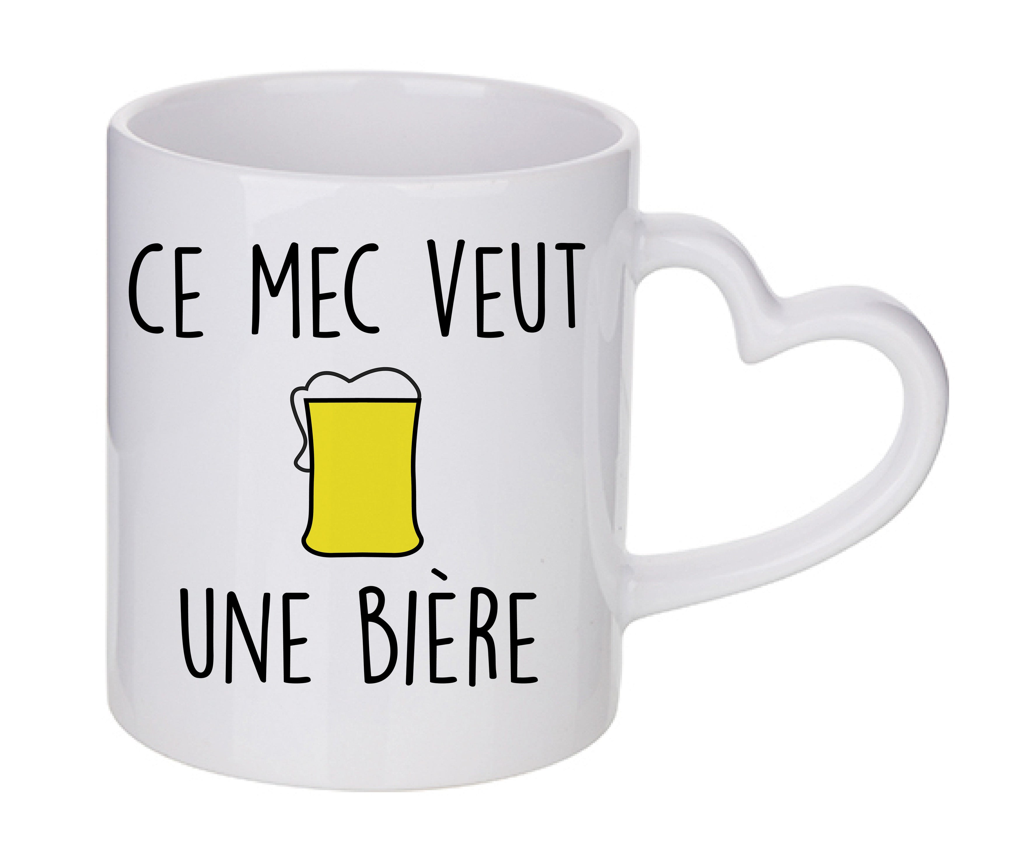 Mug coeur personnalisé Ce mec veut une bière