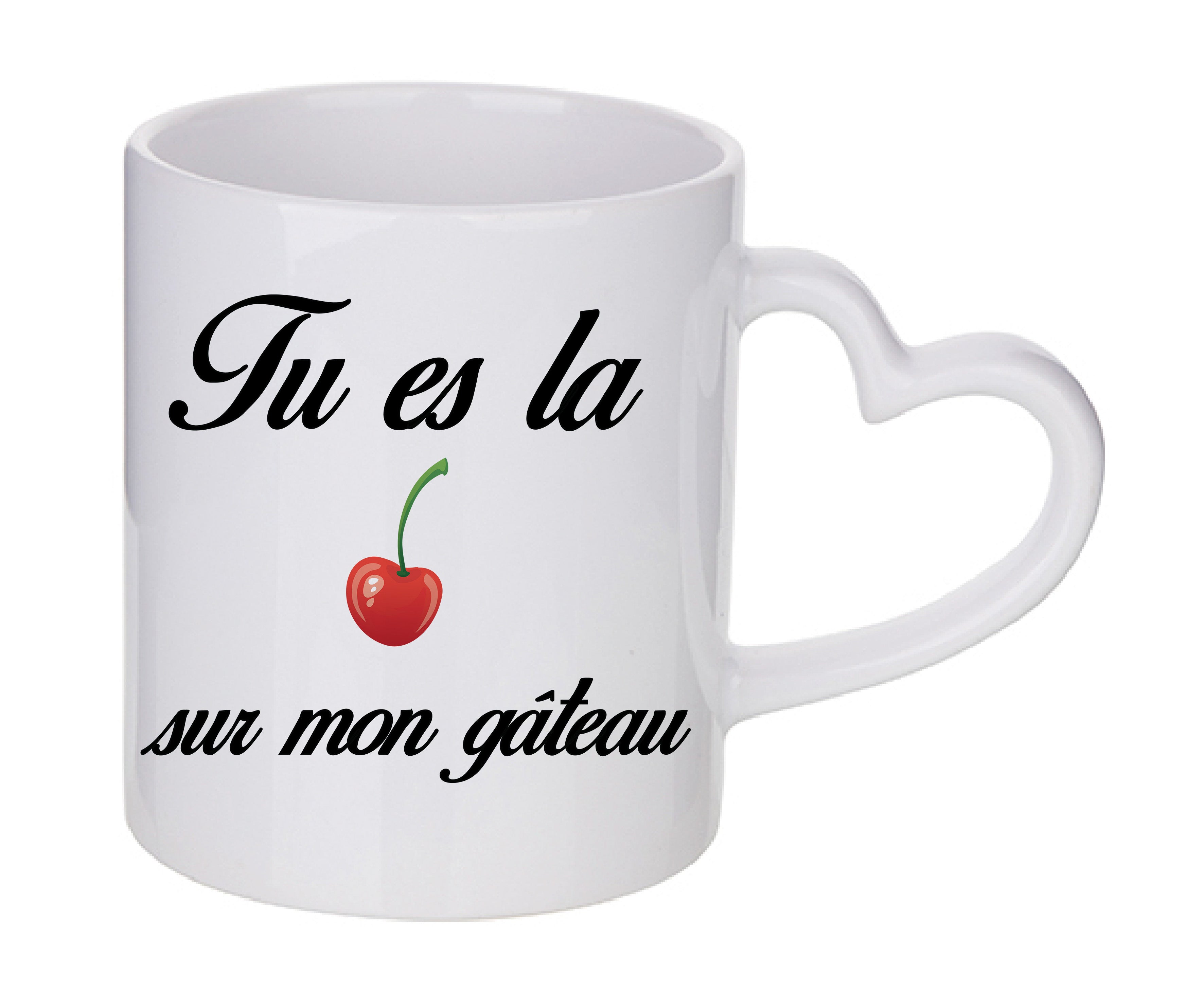 Mug coeur personnalisé Cerise sur le gateau