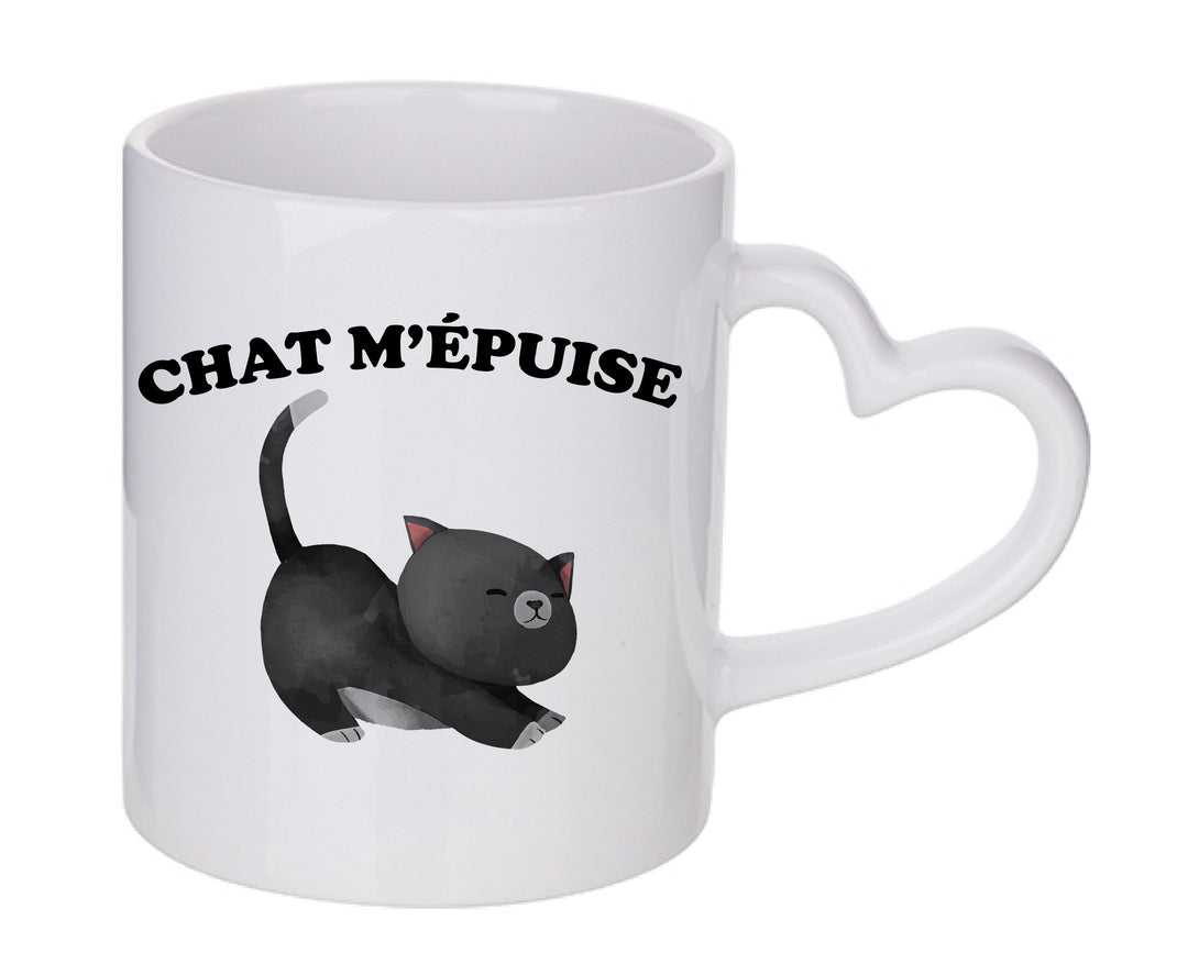 Mug coeur personnalisé Chat m'épuise