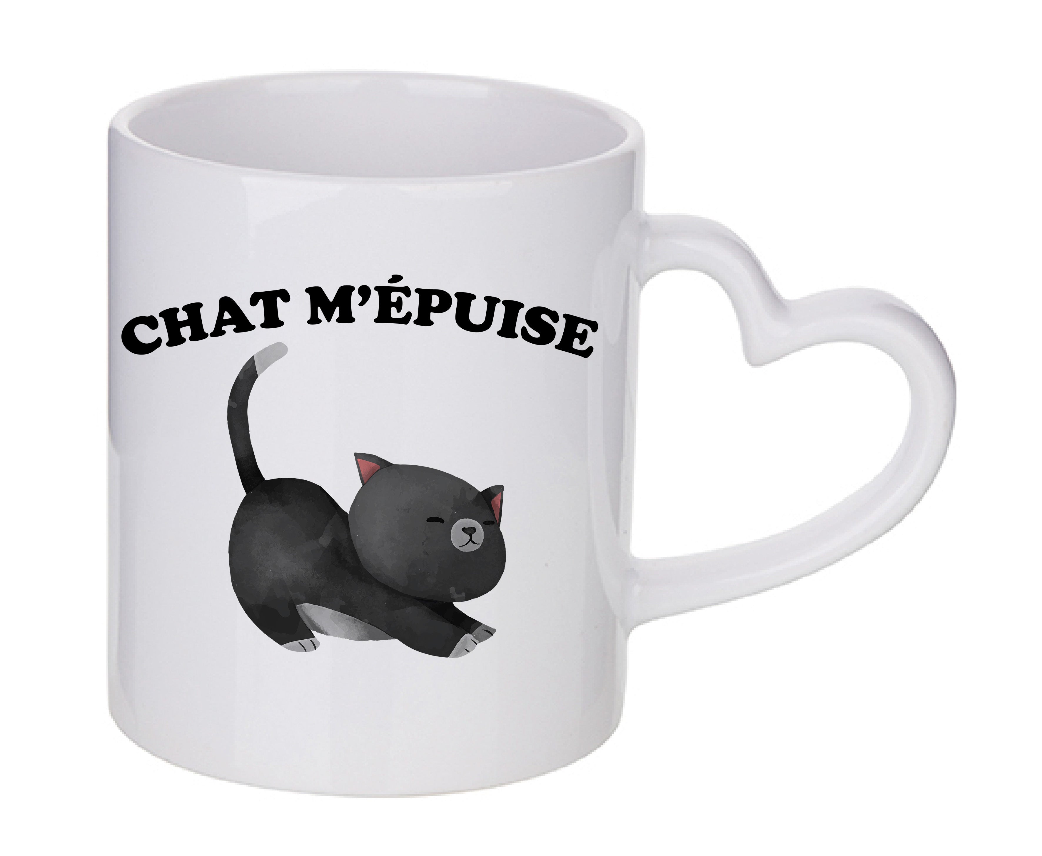 Mug coeur personnalisé Chat m'épuise