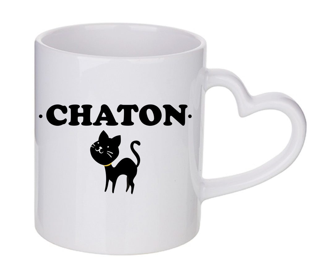 Mug coeur personnalisé Chaton