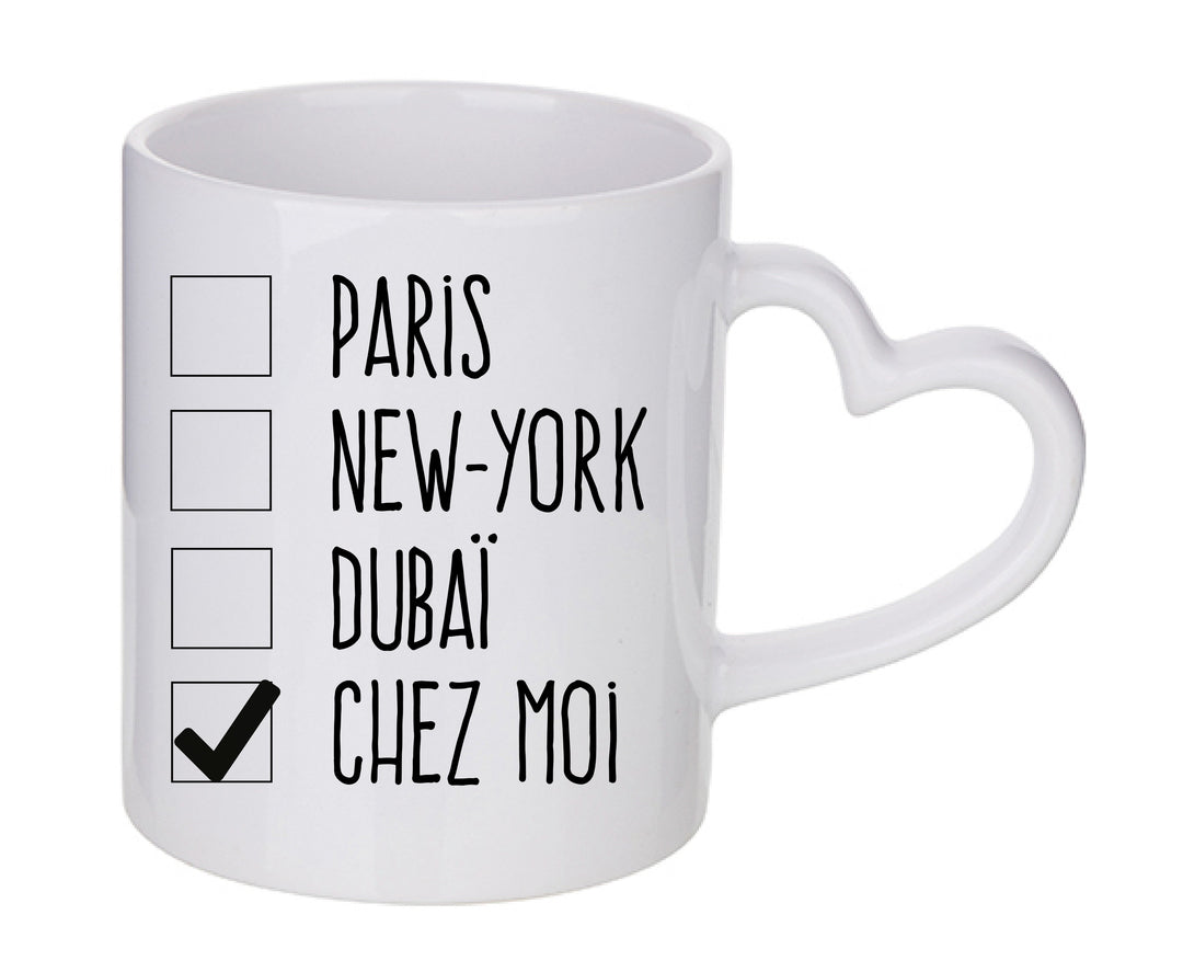 Mug coeur personnalisé Chez moi