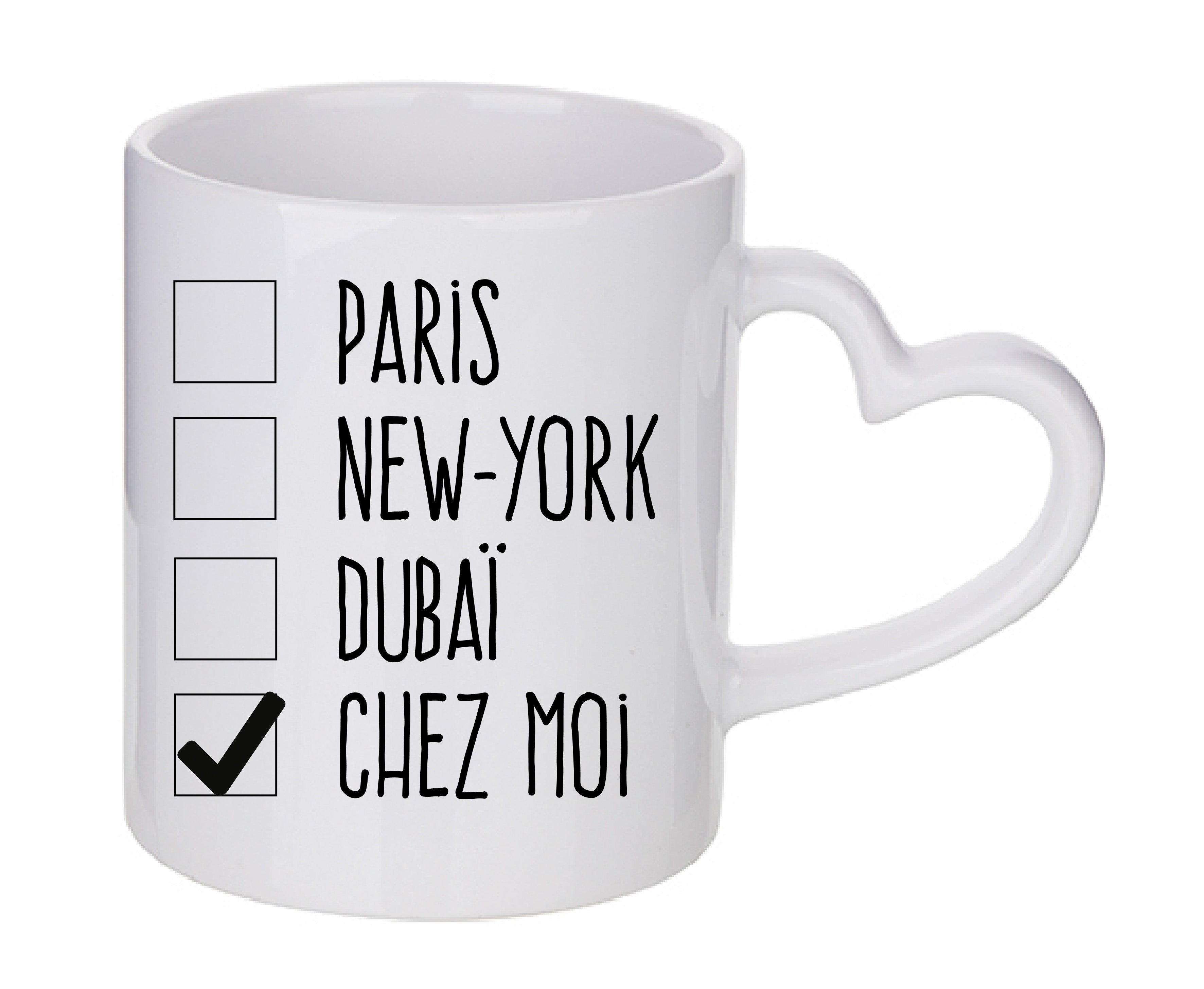 Mug coeur personnalisé Chez moi
