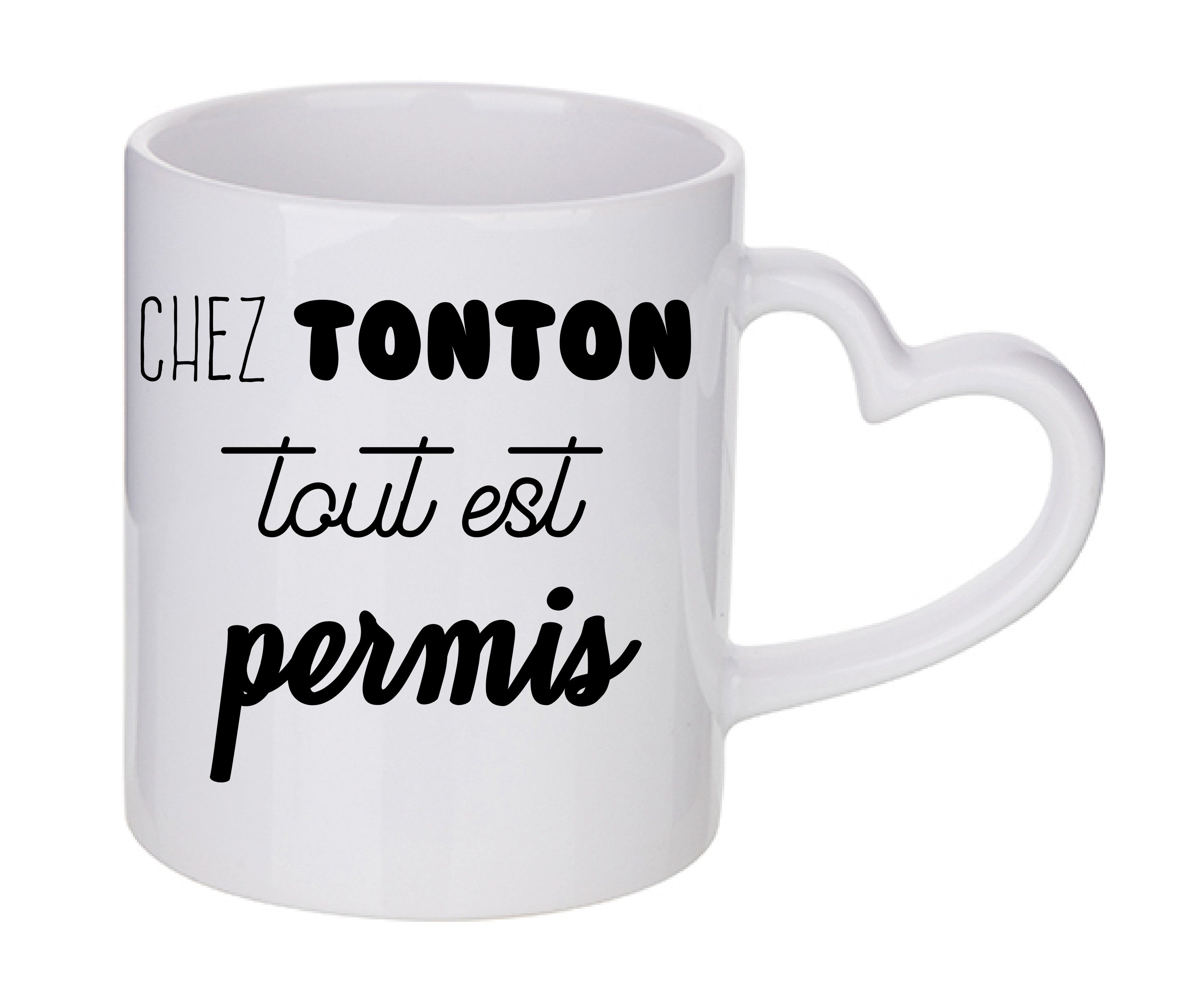 Mug coeur personnalisé Chez tonton tout est permis