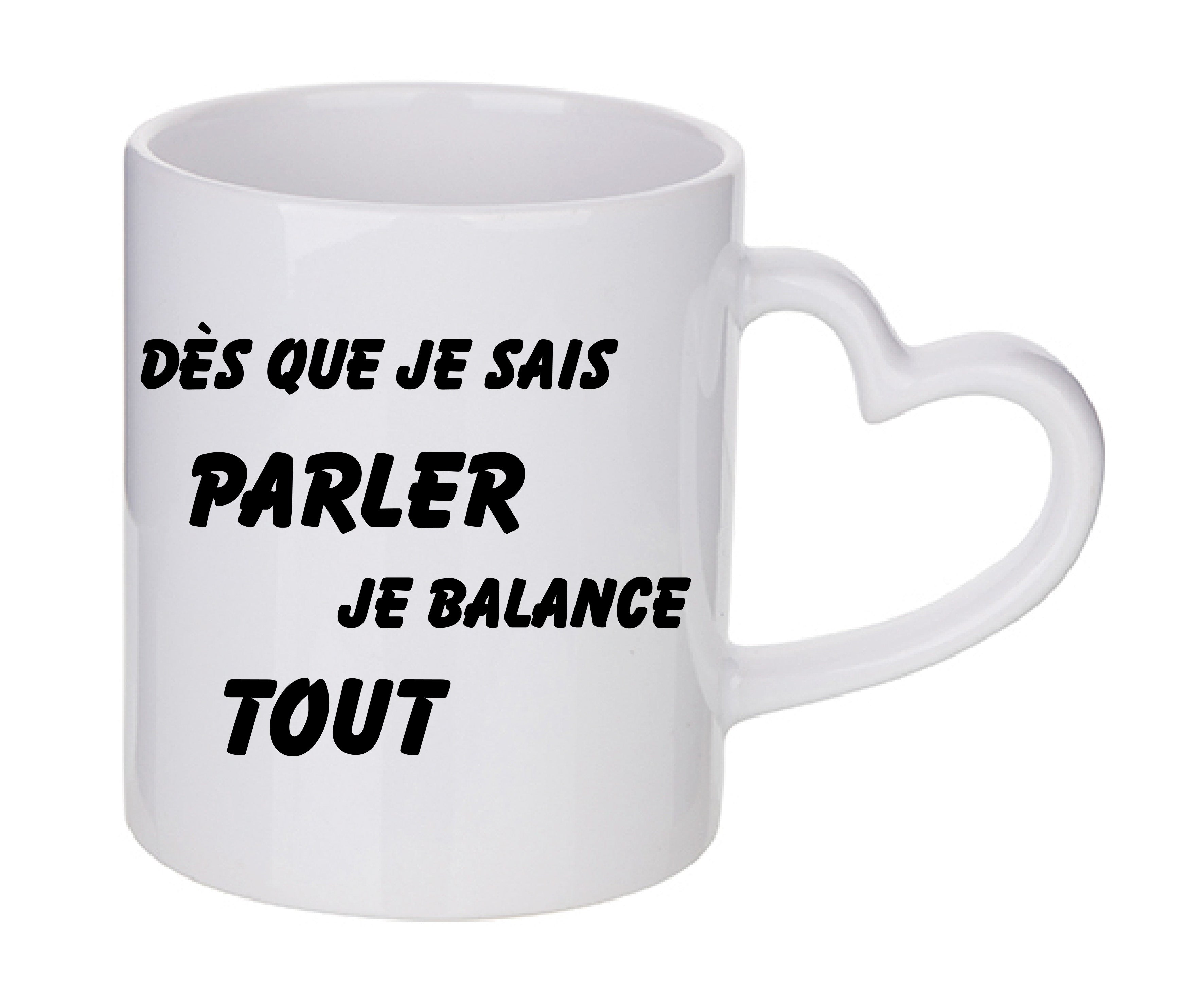 Mug coeur personnalisé Des que je sais parler