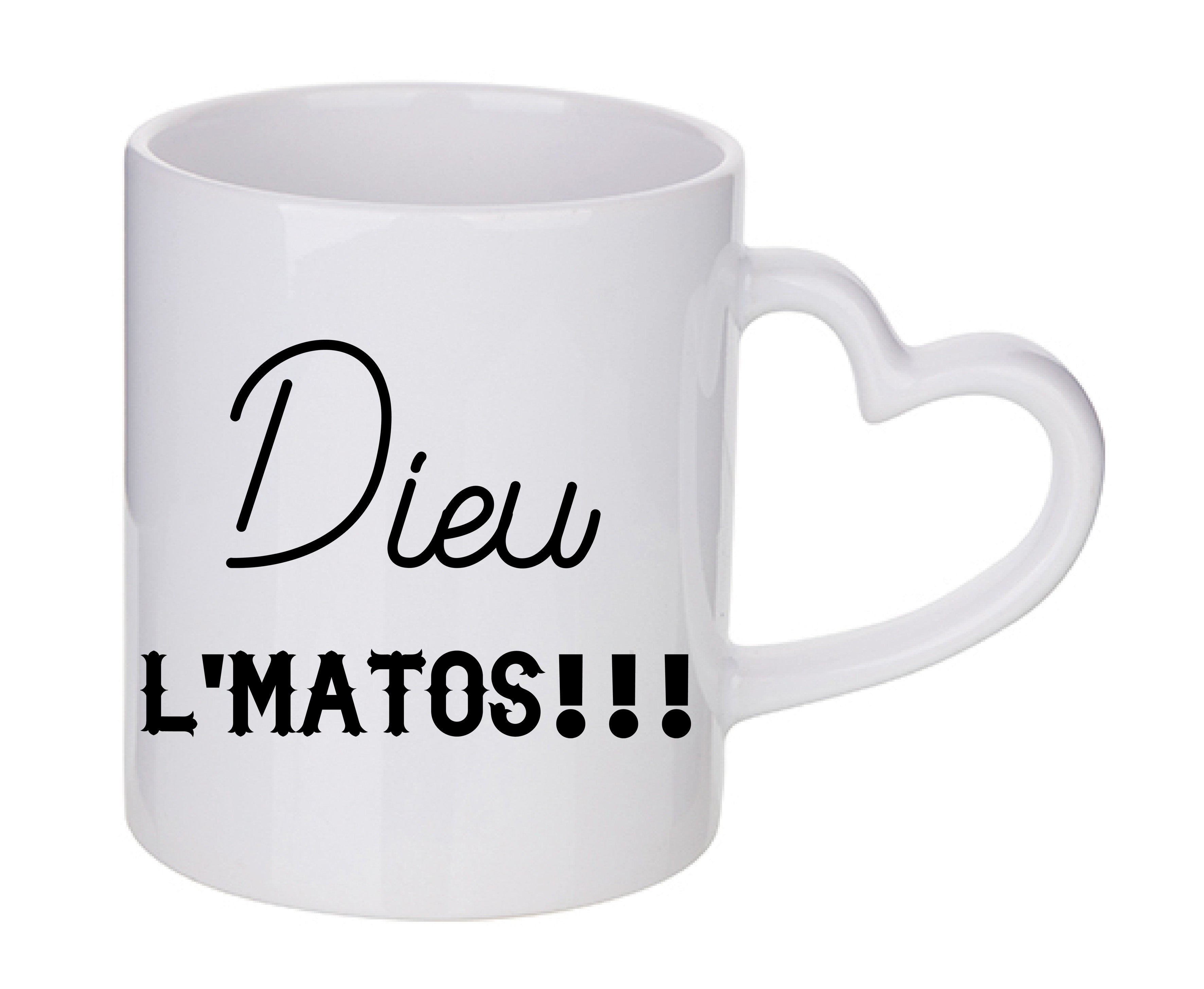 Mug coeur personnalisé Dieu l'matos