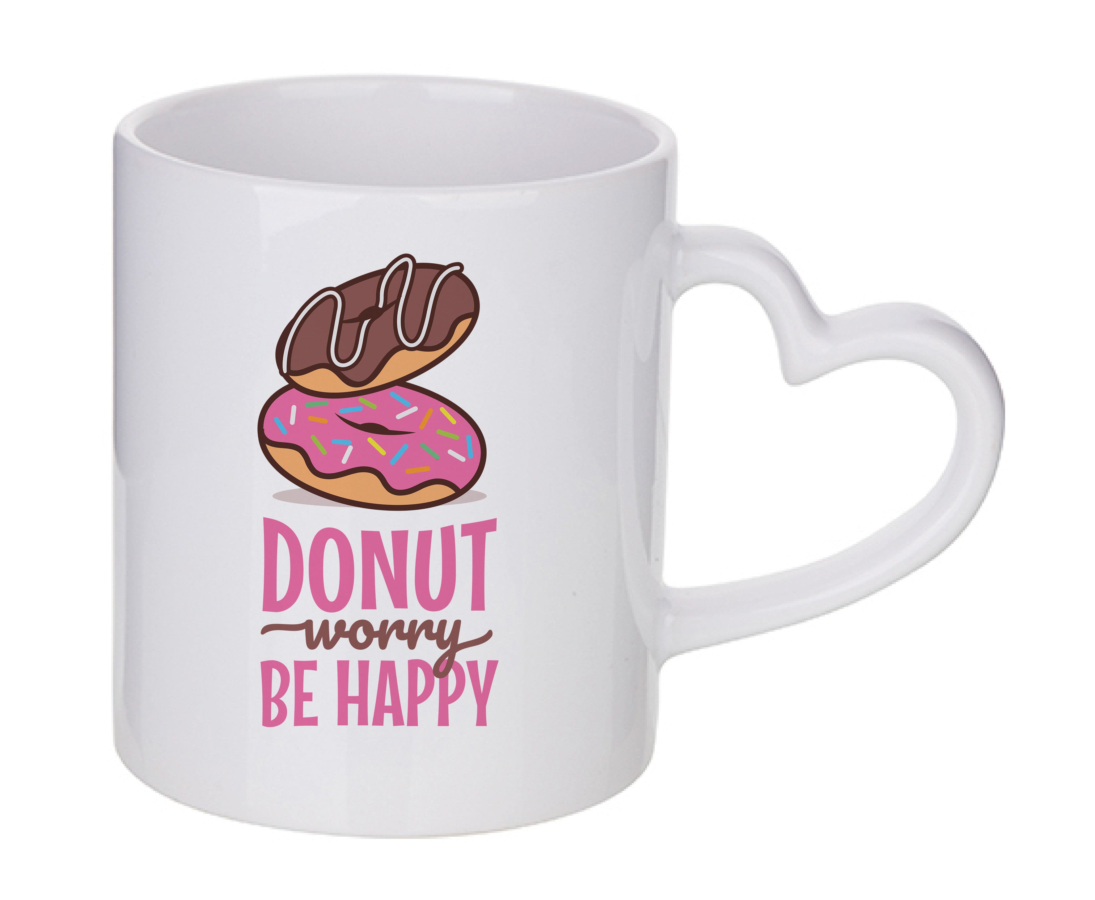 Mug coeur personnalisé Donut worry happy be happy