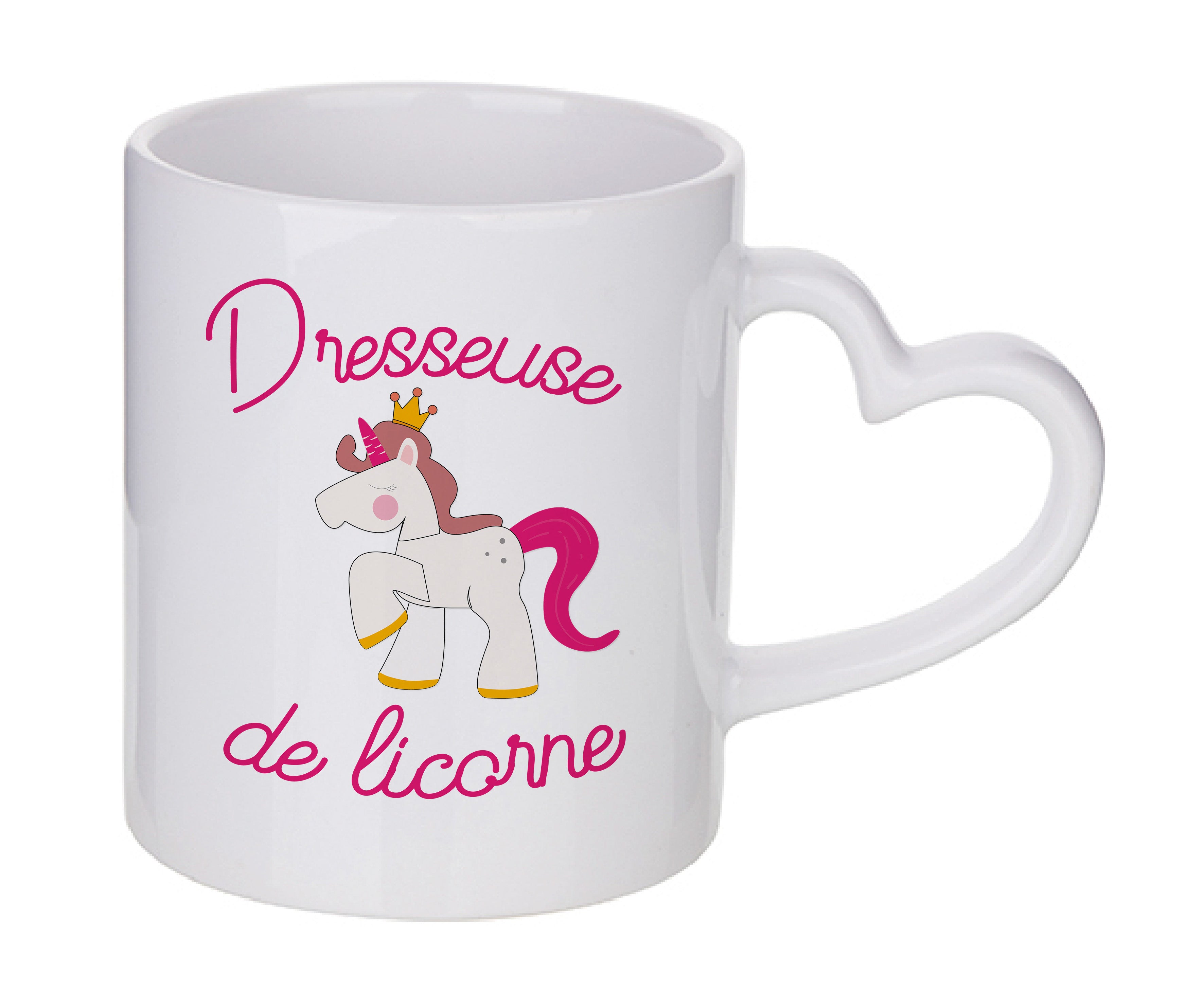 Mug coeur personnalisé Dresseuse de licorne