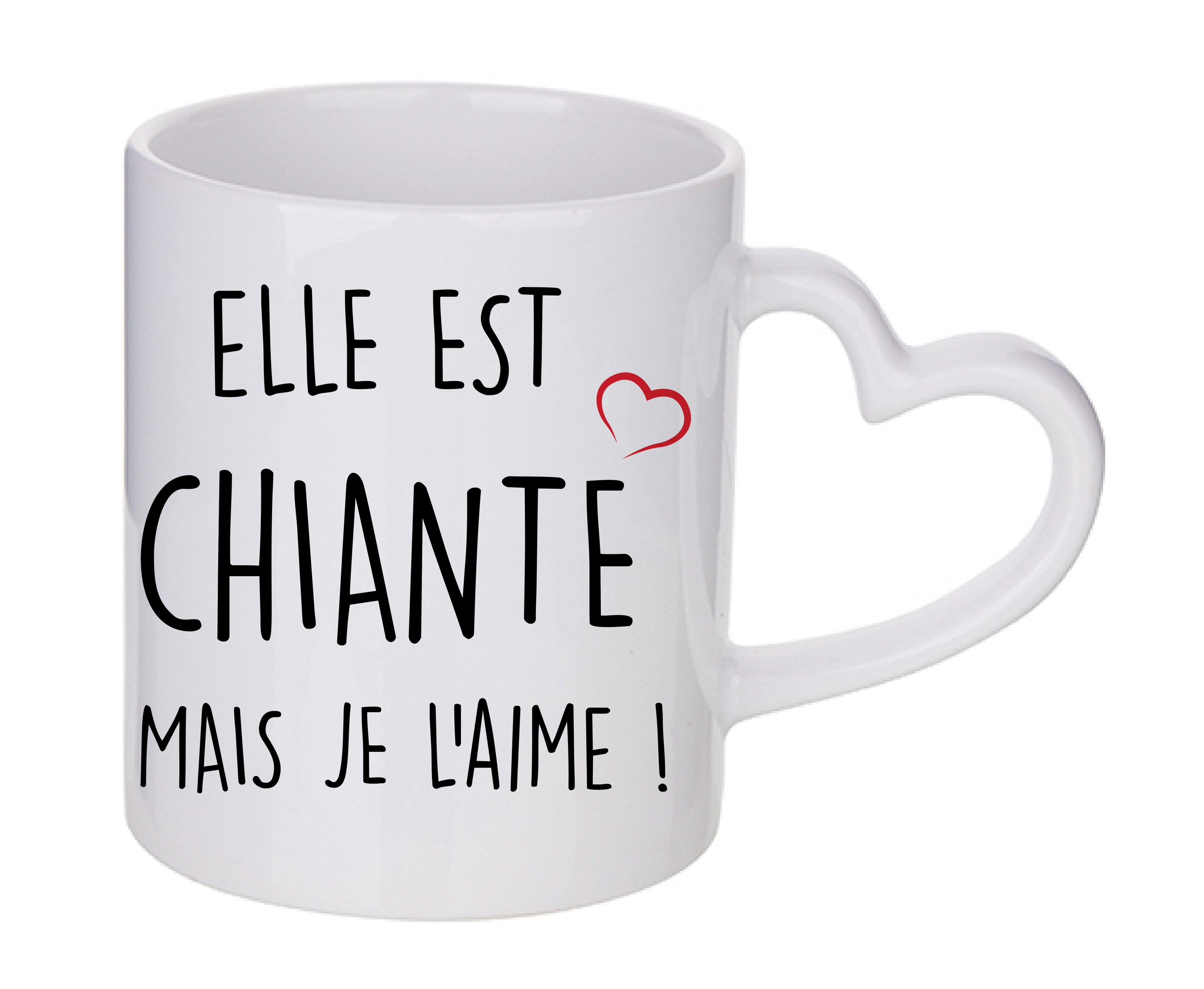 Mug coeur personnalisé Elle est chiante mais je l'aime