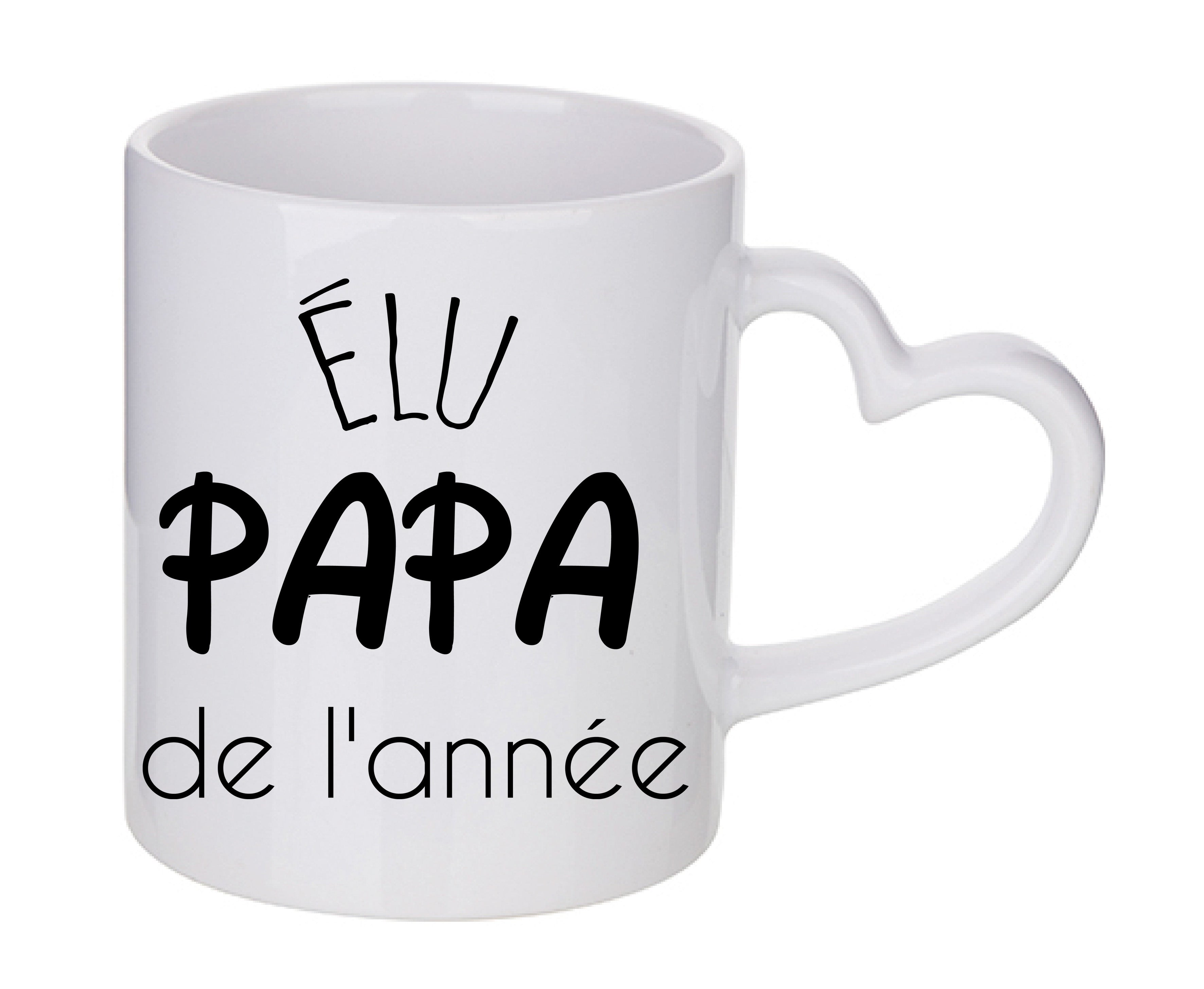 Mug coeur personnalisé Elu Papa de l'annee