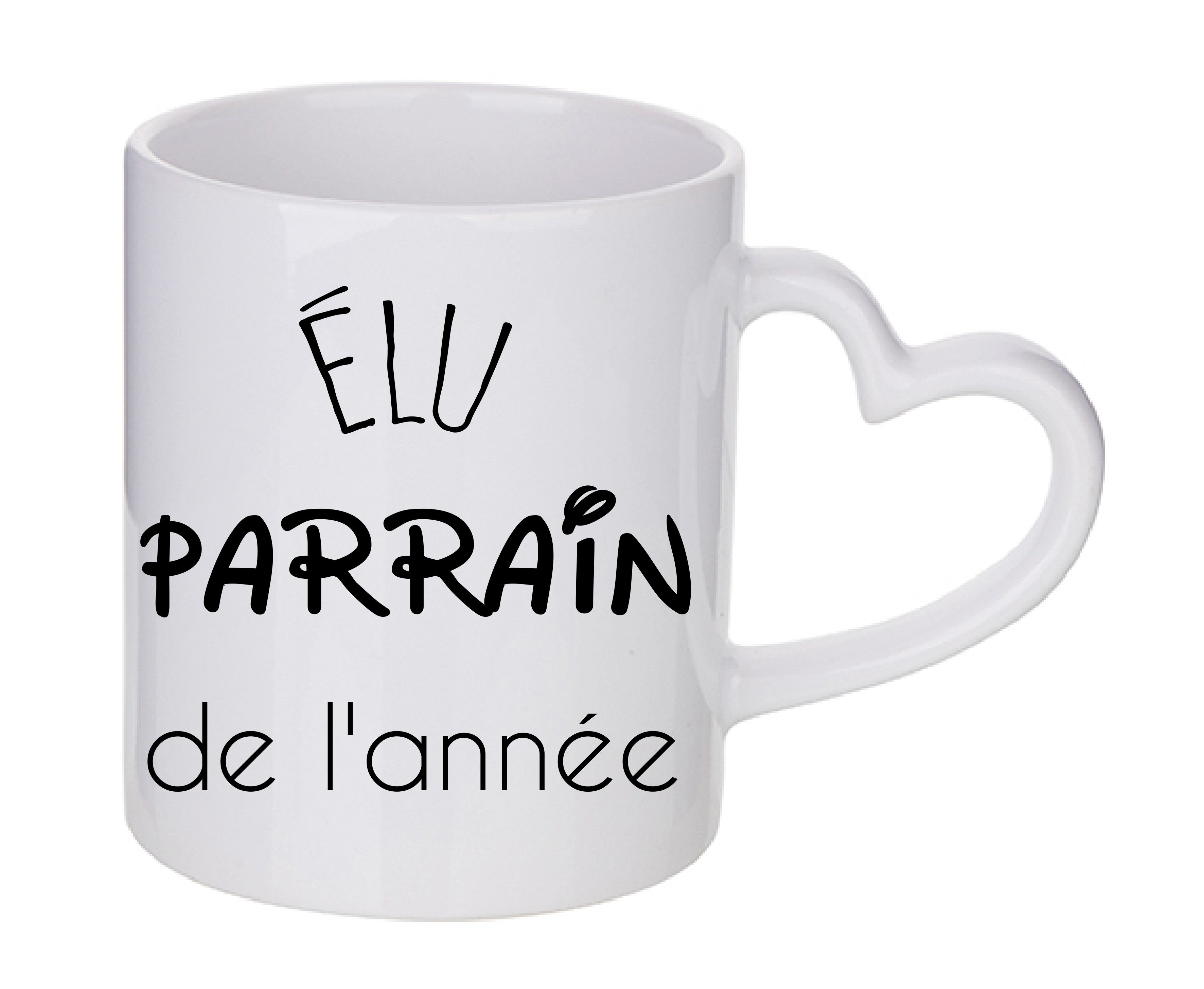 Mug coeur personnalisé Elu Parrain de l'annee