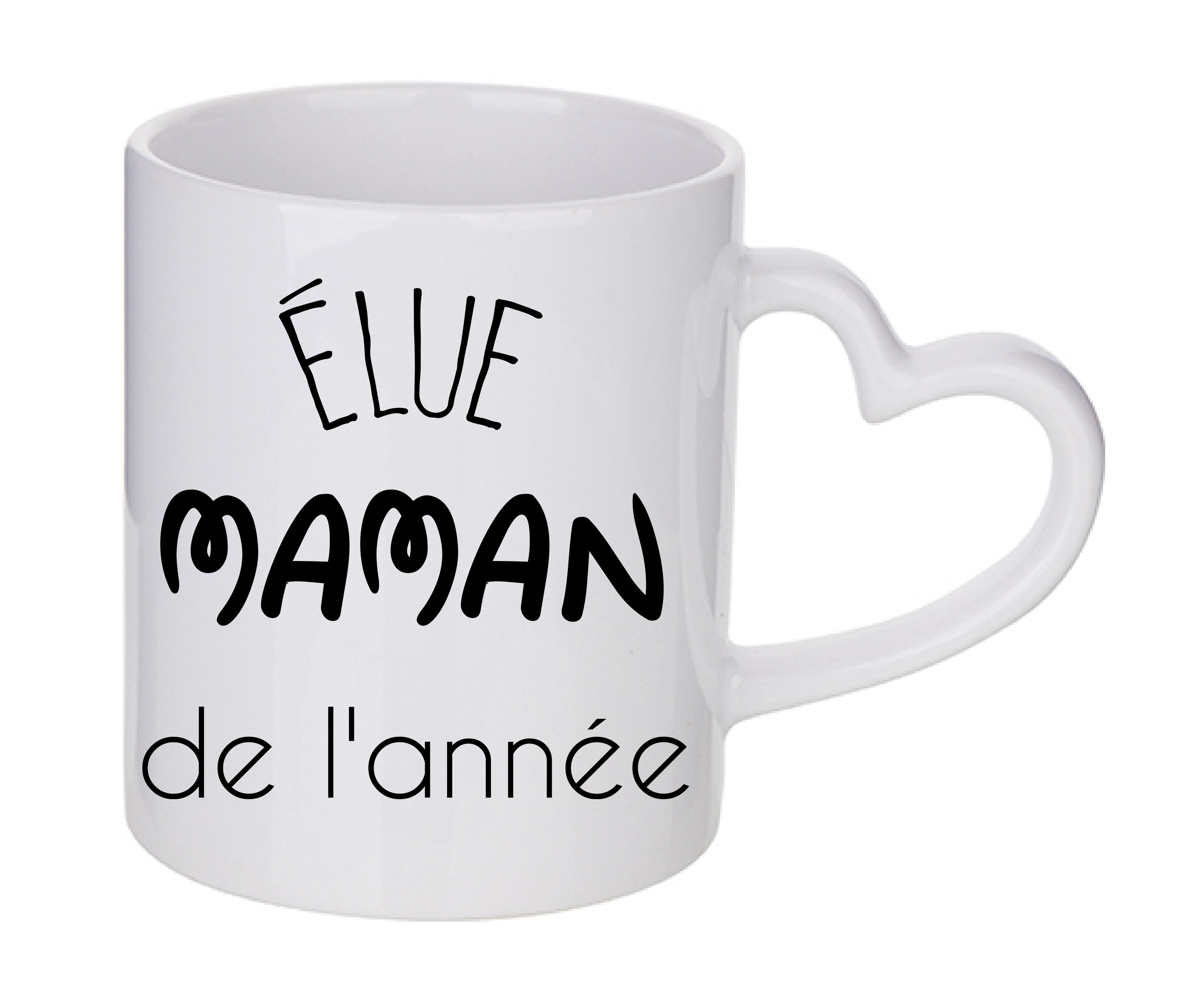 Mug coeur personnalisé Elu maman de l'annee