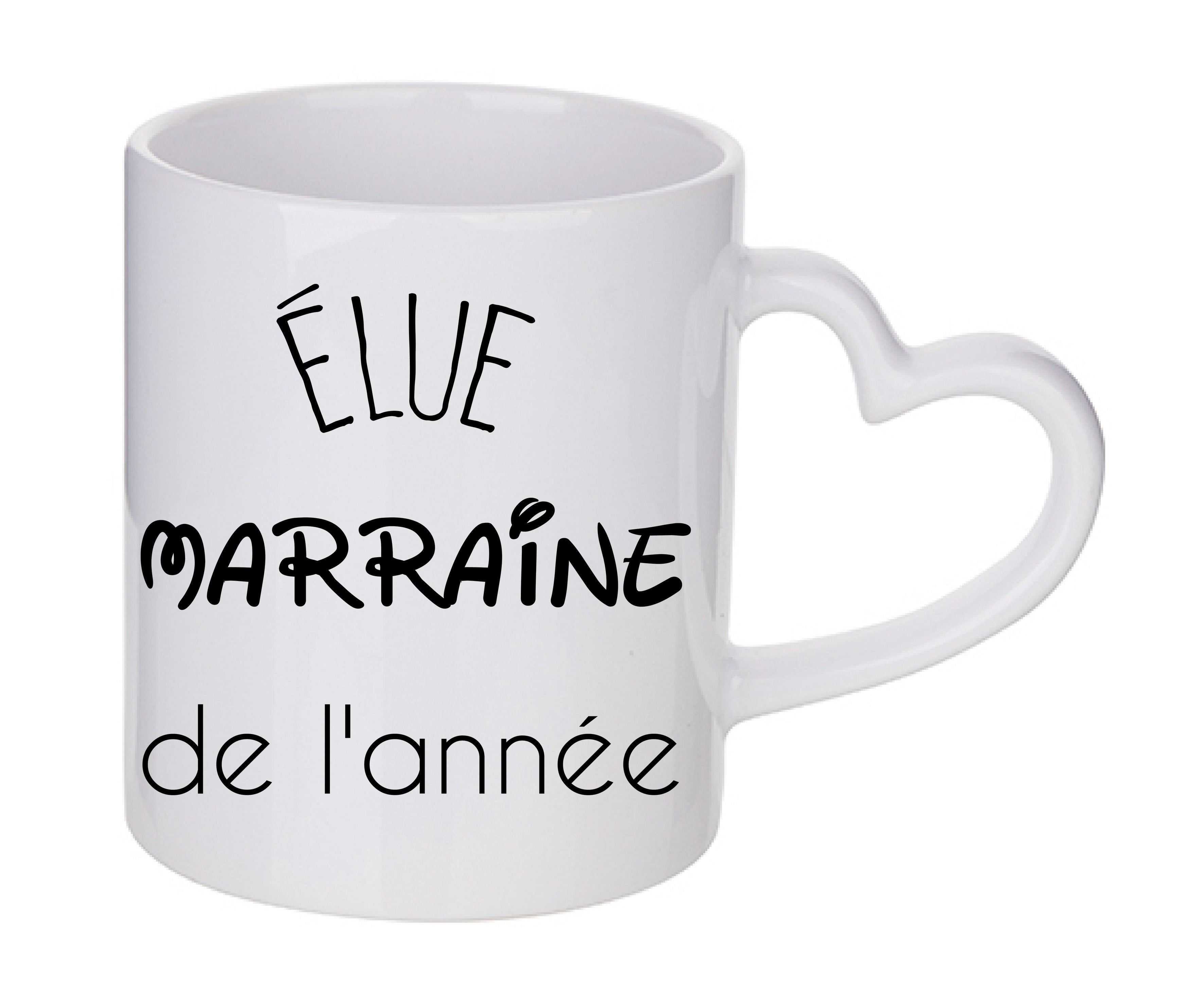 Mug coeur personnalisé Elu marraine de l'annee